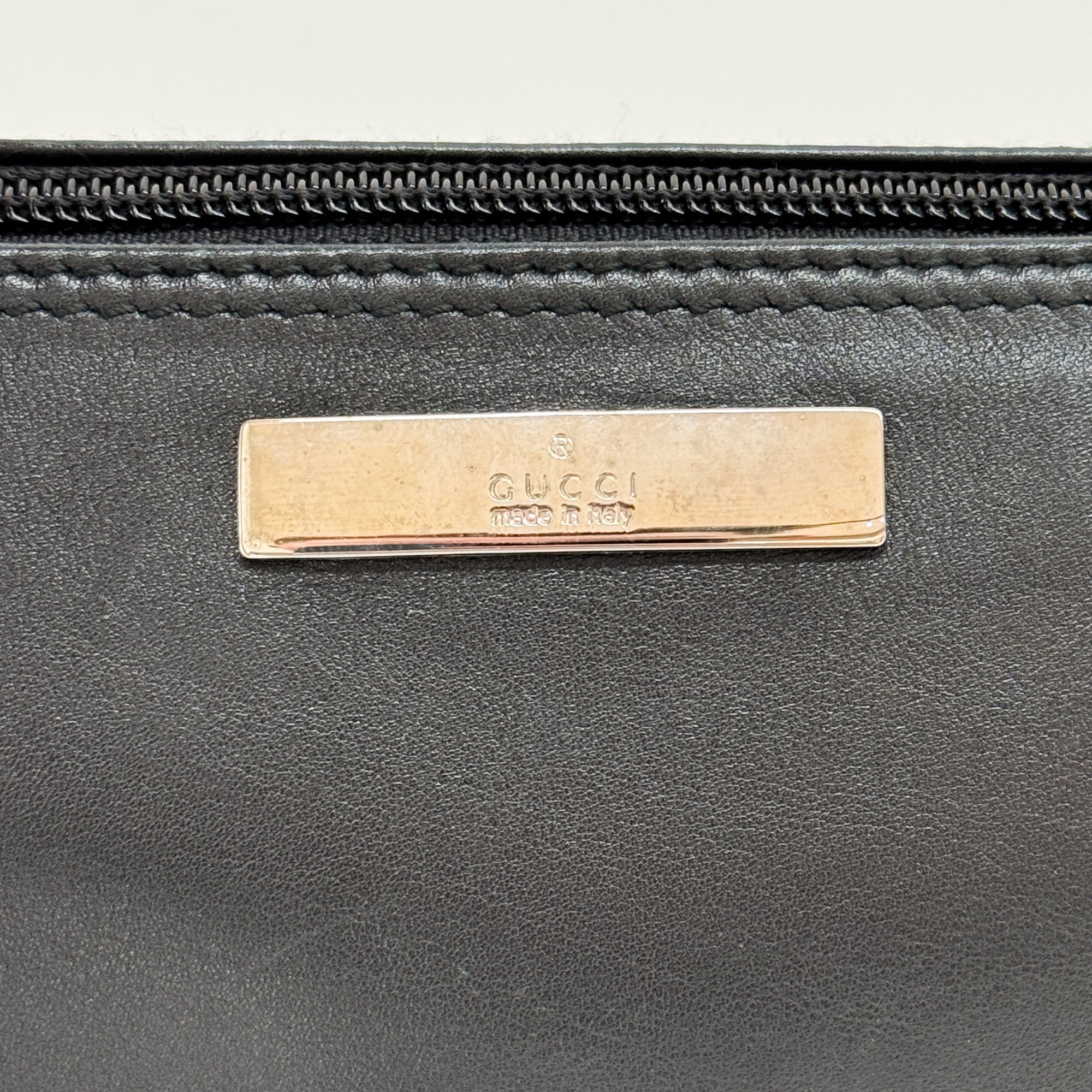 Black Leather Pouch Hand Bag