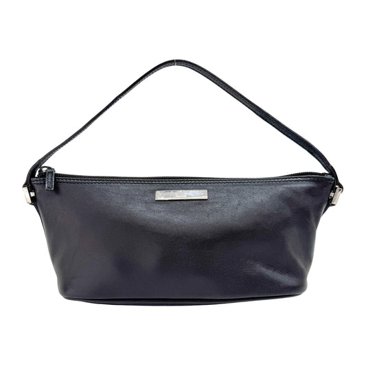 Black Leather Pouch Hand Bag