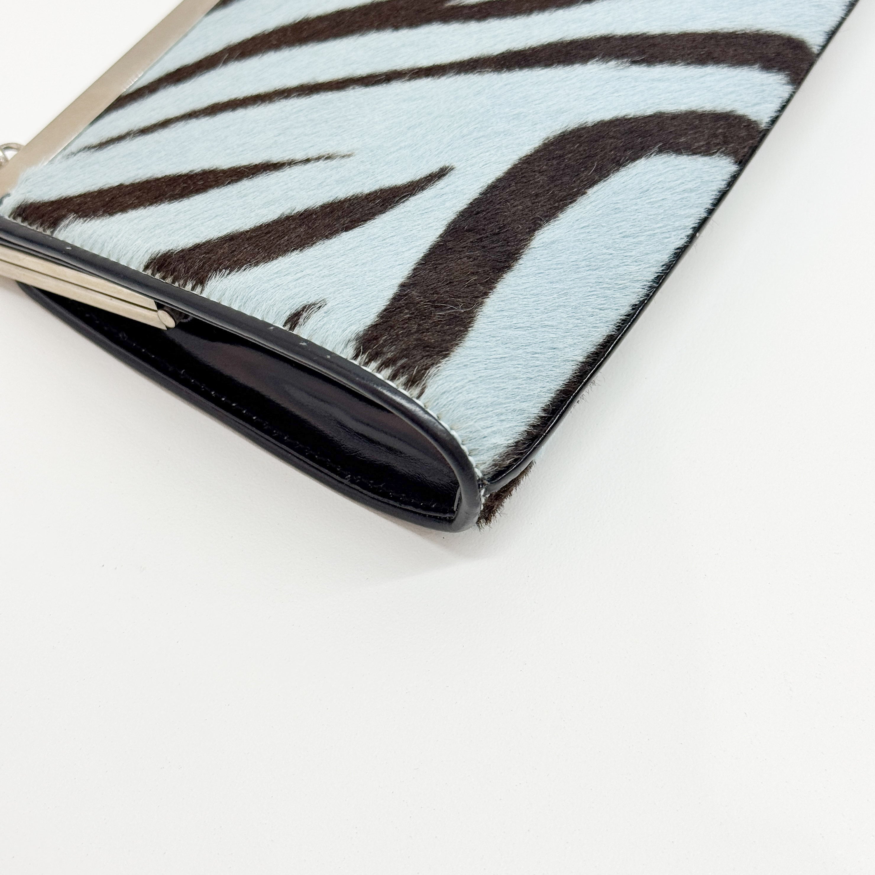 Blue Zebra Print Pony Hair Shoulder bag