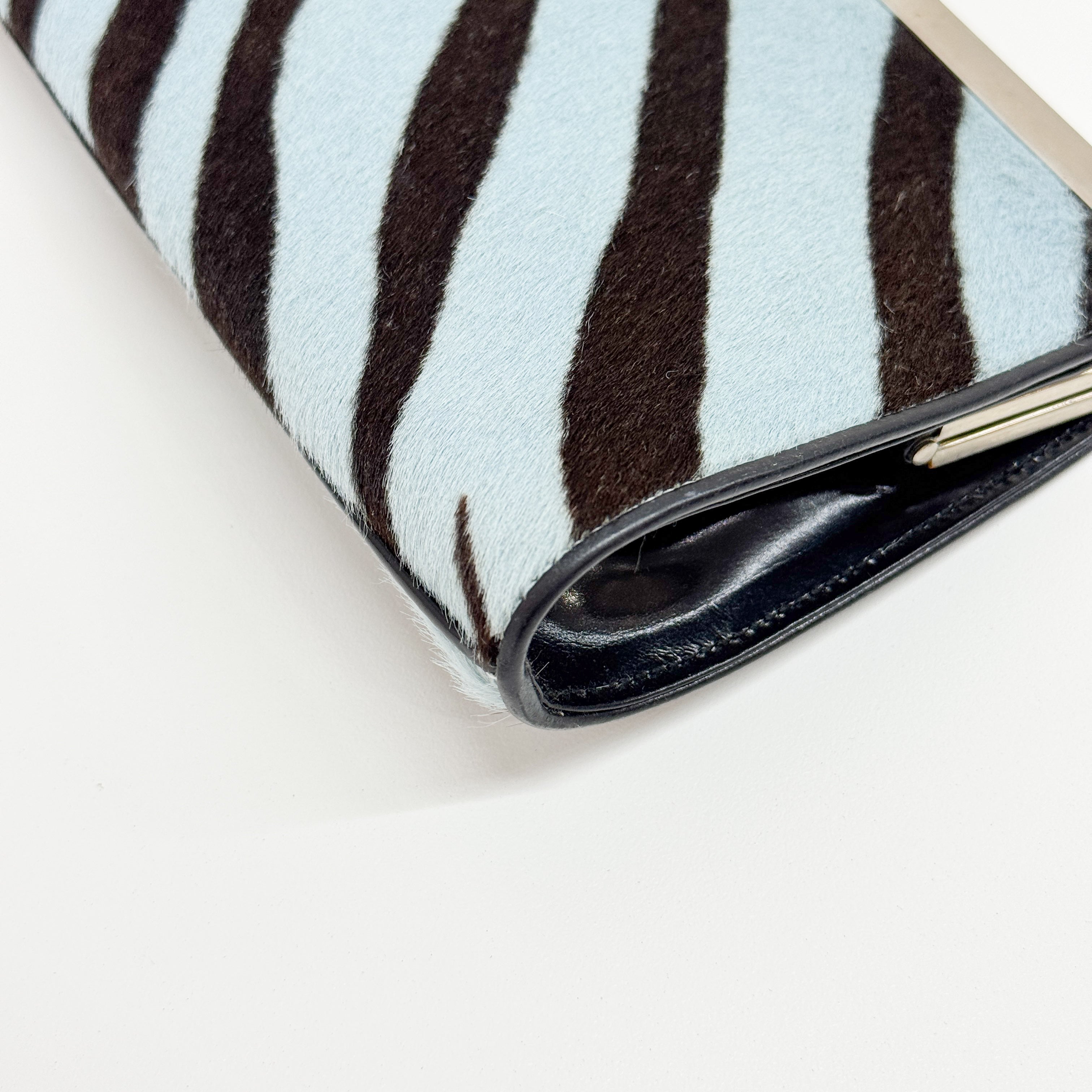 Blue Zebra Print Pony Hair Shoulder bag