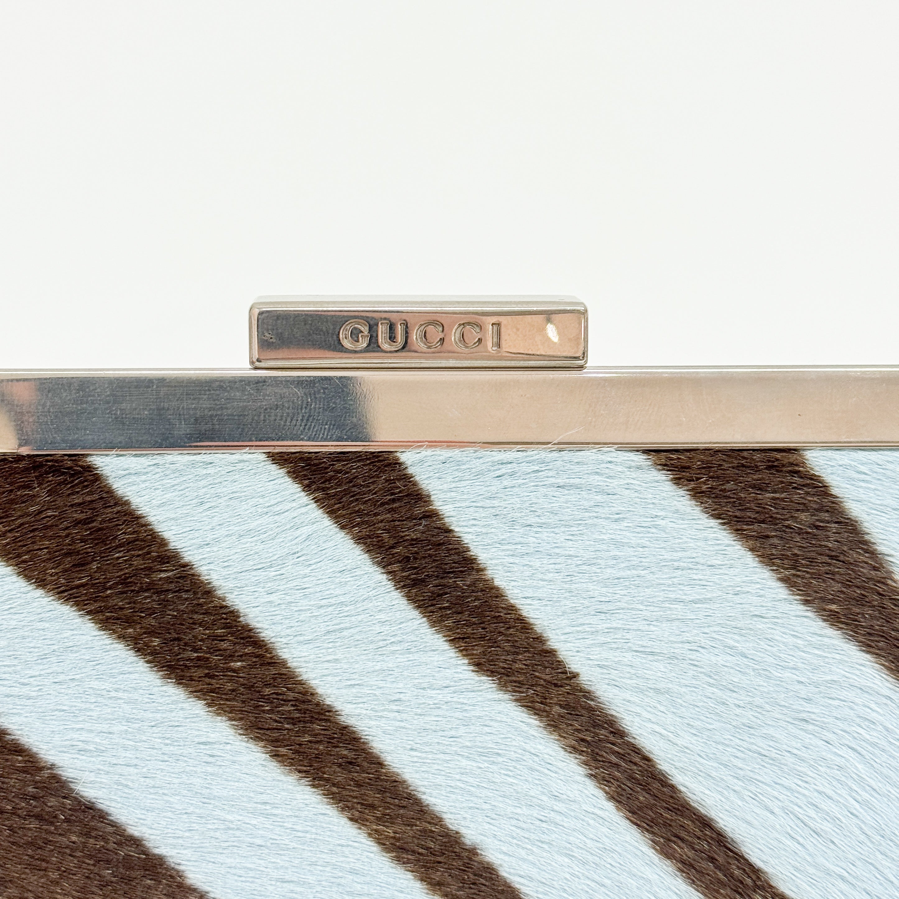 Blue Zebra Print Pony Hair Shoulder bag