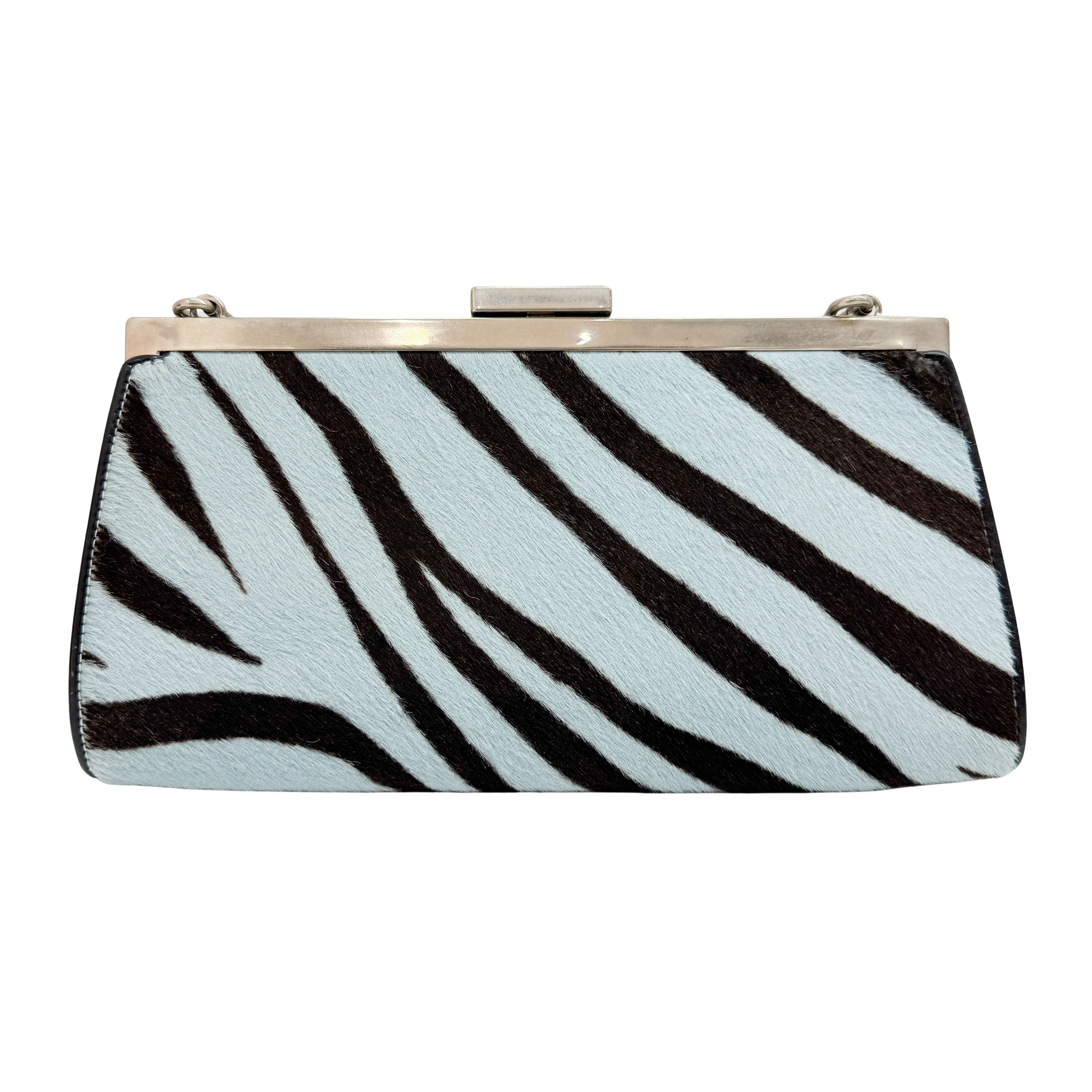 Blue Zebra Print Pony Hair Shoulder bag