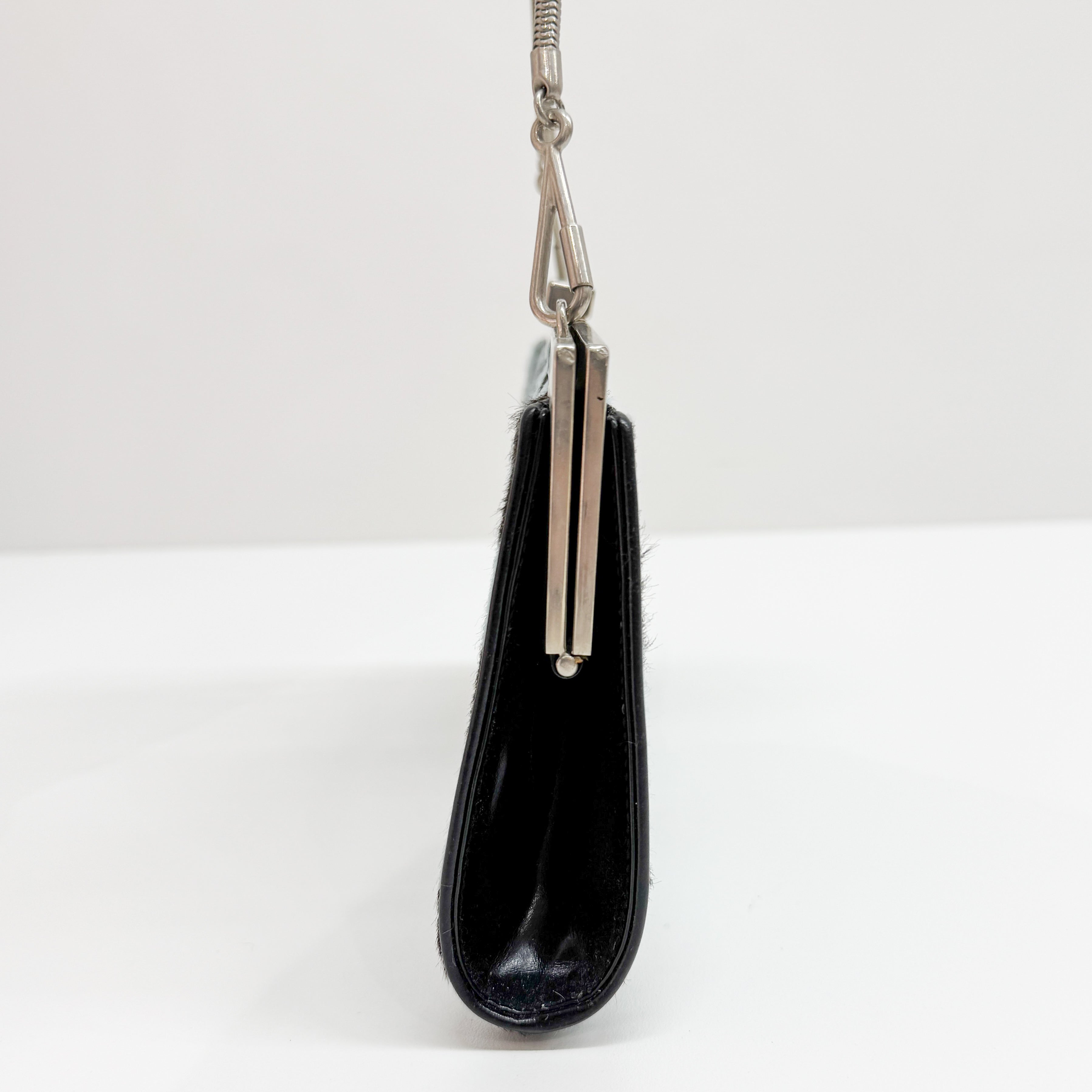 Blue Zebra Print Pony Hair Shoulder bag