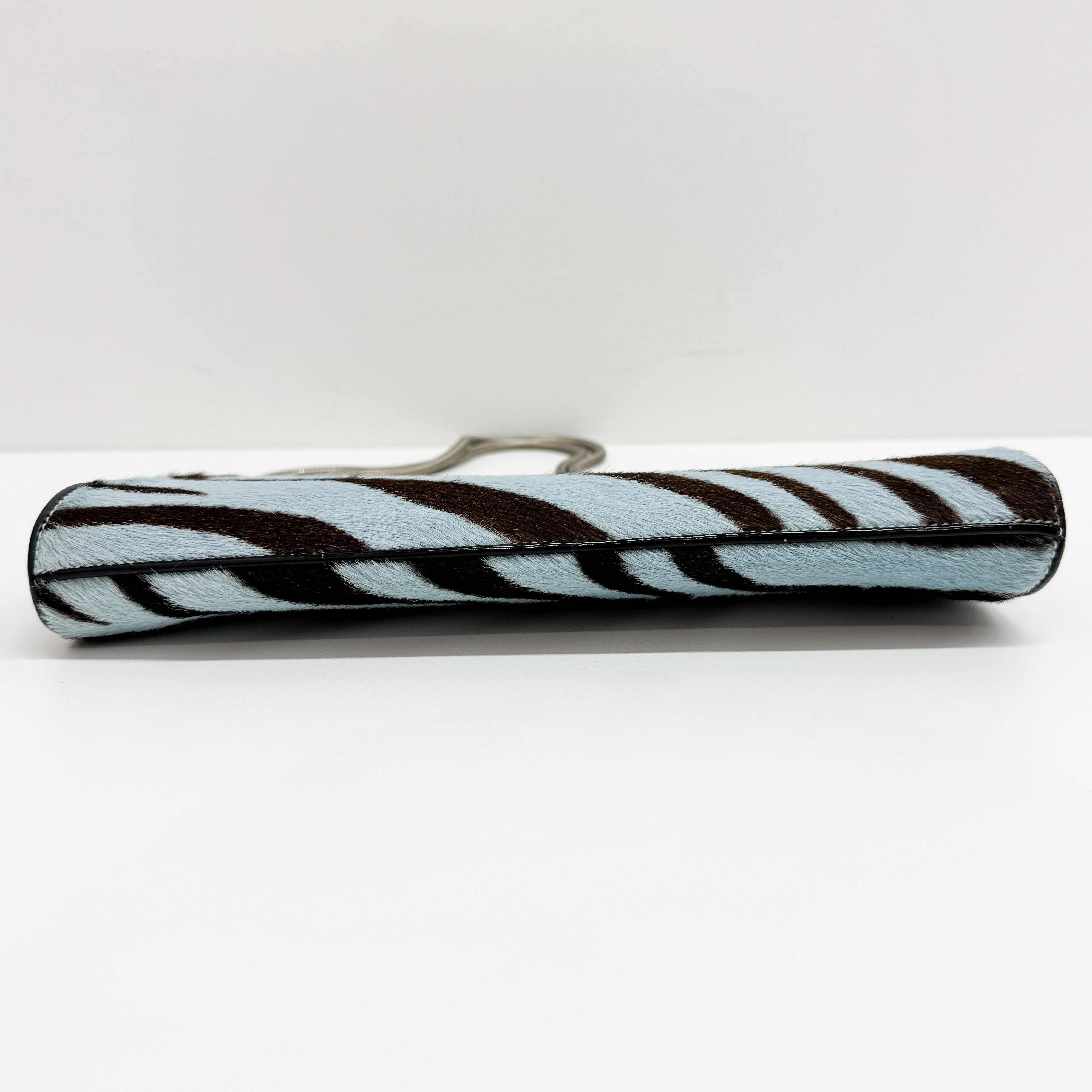 Blue Zebra Print Pony Hair Shoulder bag