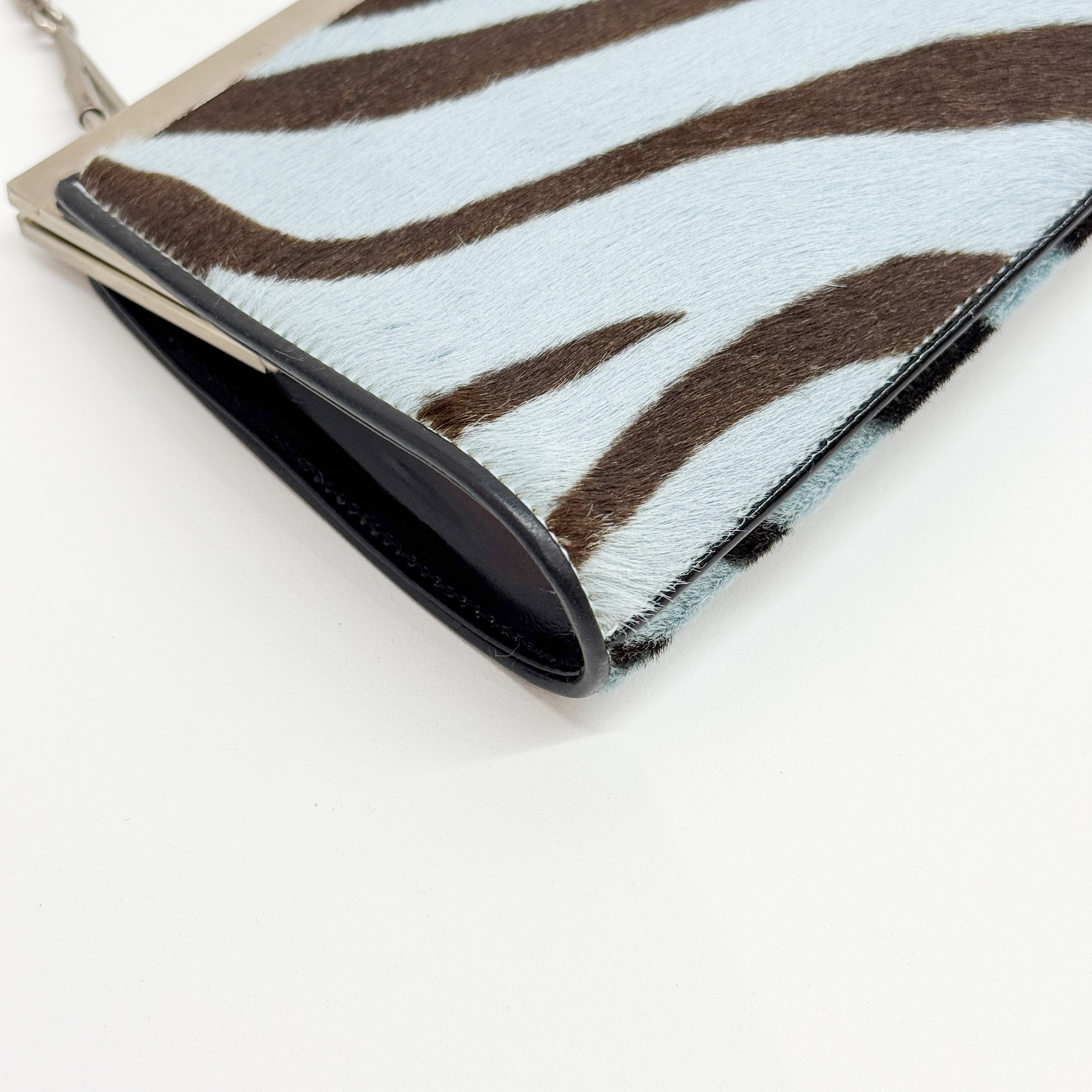 Blue Zebra Print Pony Hair Shoulder bag