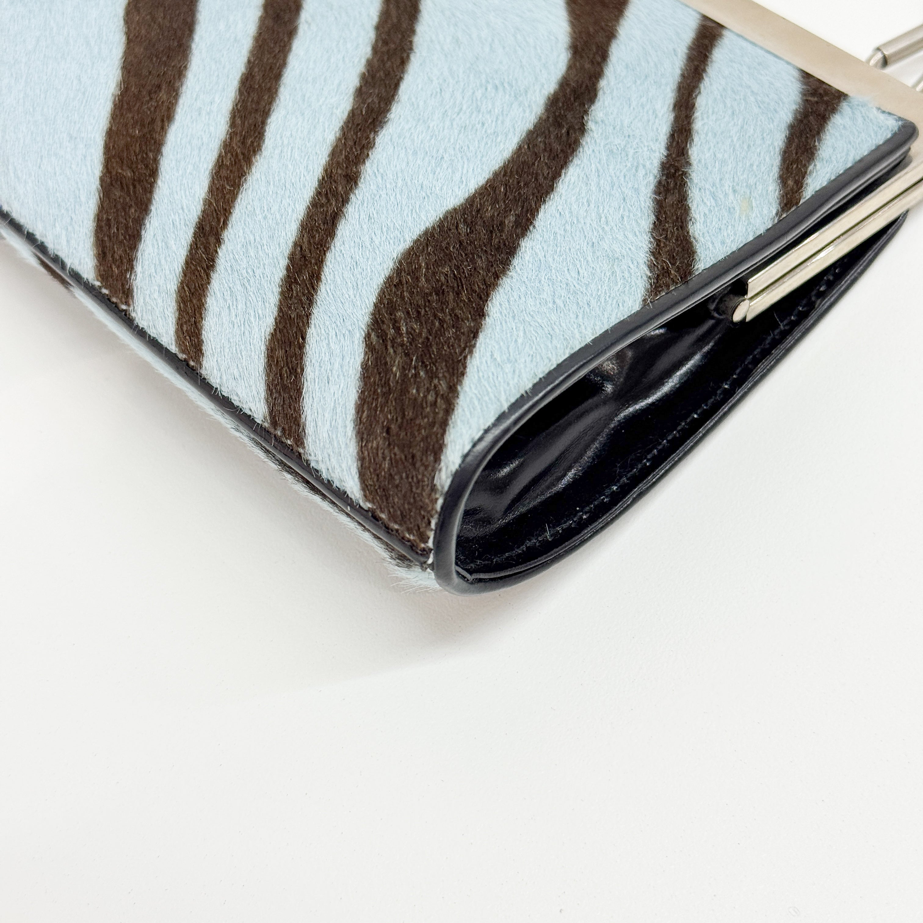 Blue Zebra Print Pony Hair Shoulder bag