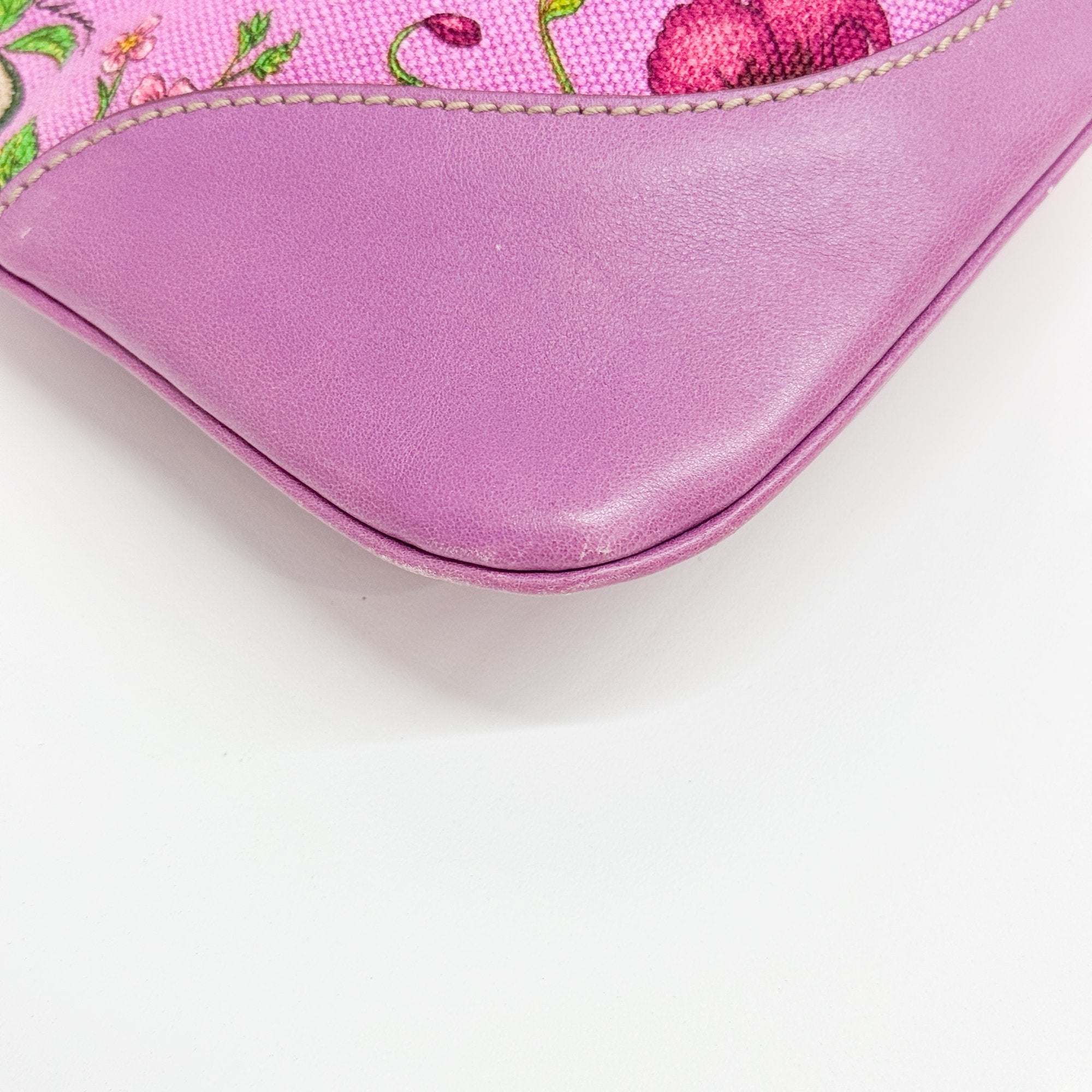 Jackie Purple Floral Print Canvas Shoulder Bag