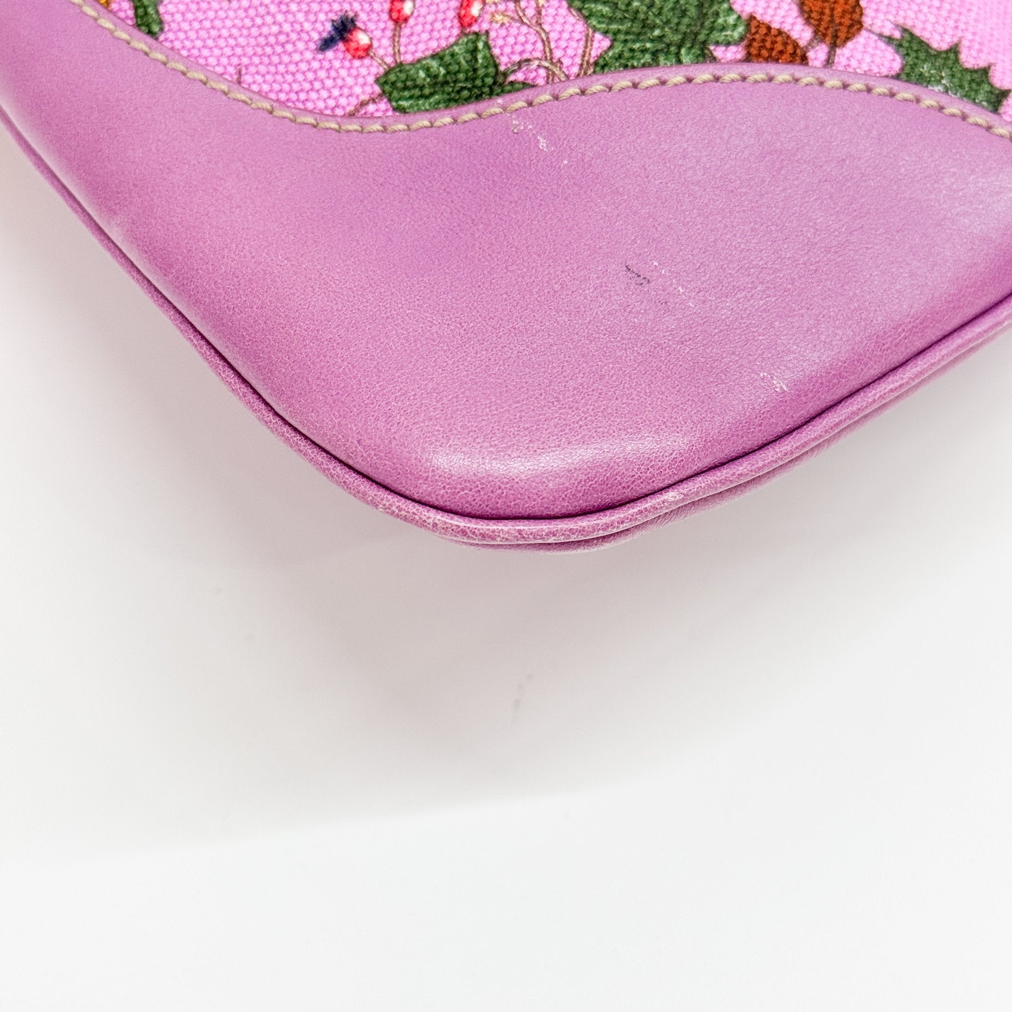 Jackie Purple Floral Print Canvas Shoulder Bag