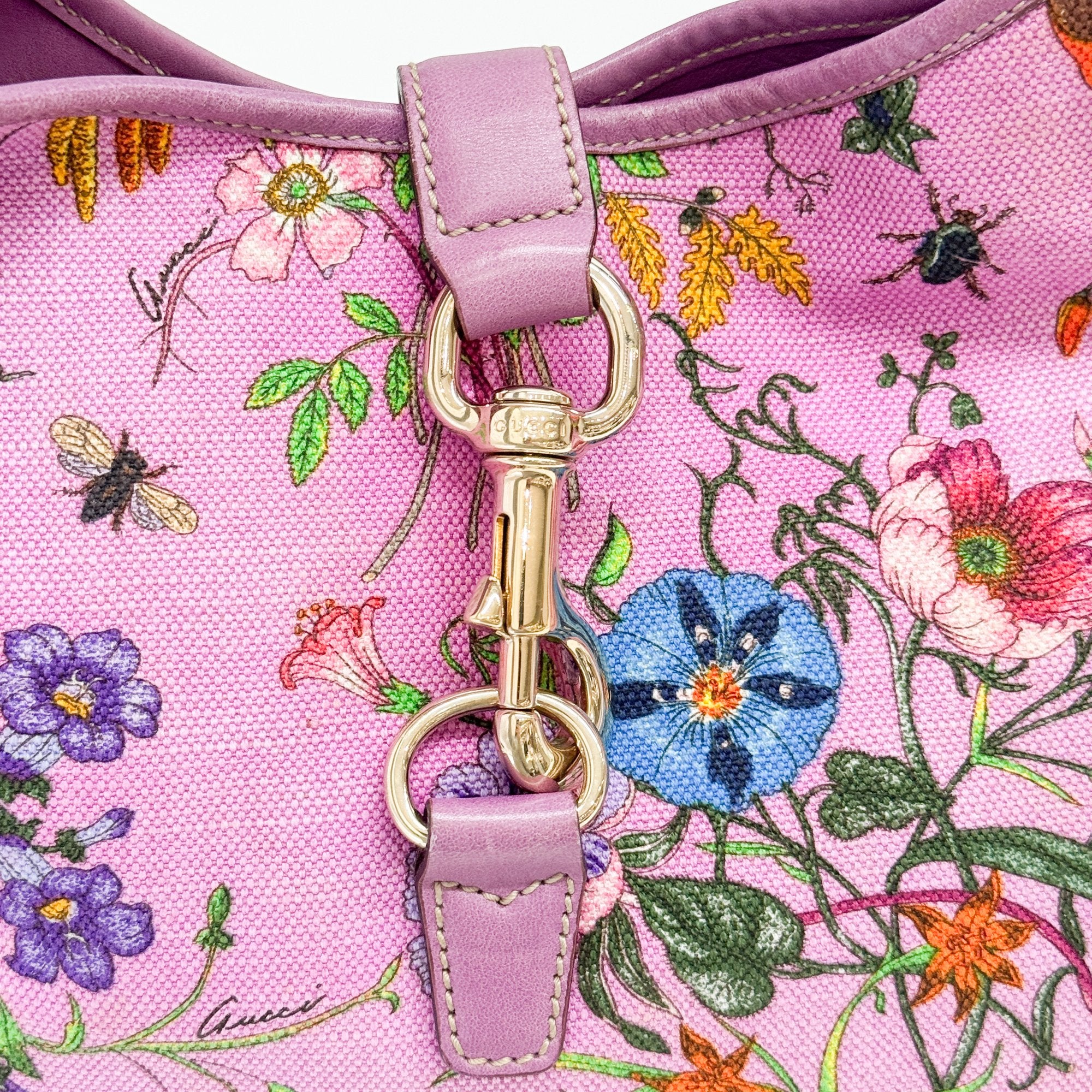 Jackie Purple Floral Print Canvas Shoulder Bag