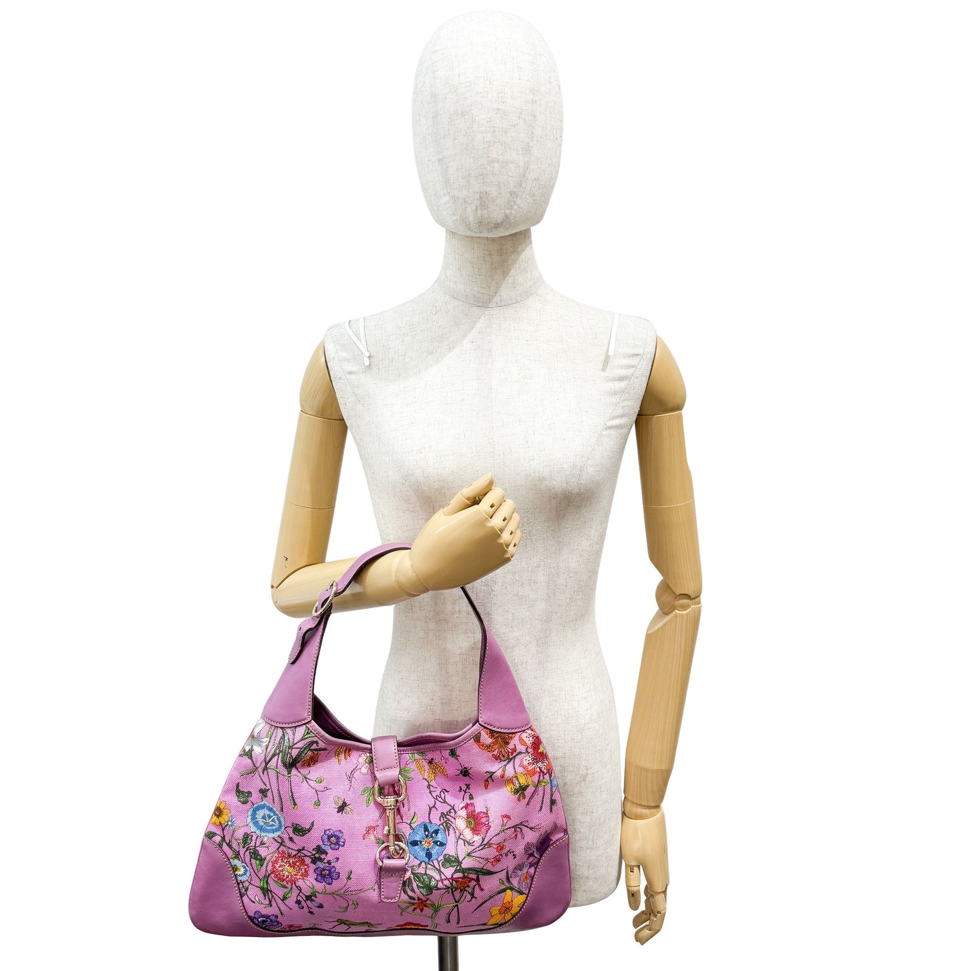 Jackie Purple Floral Print Canvas Shoulder Bag