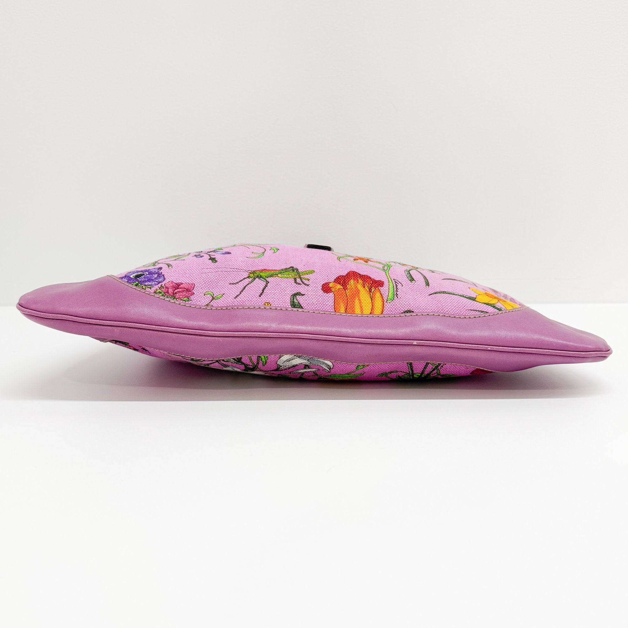 Jackie Purple Floral Print Canvas Shoulder Bag