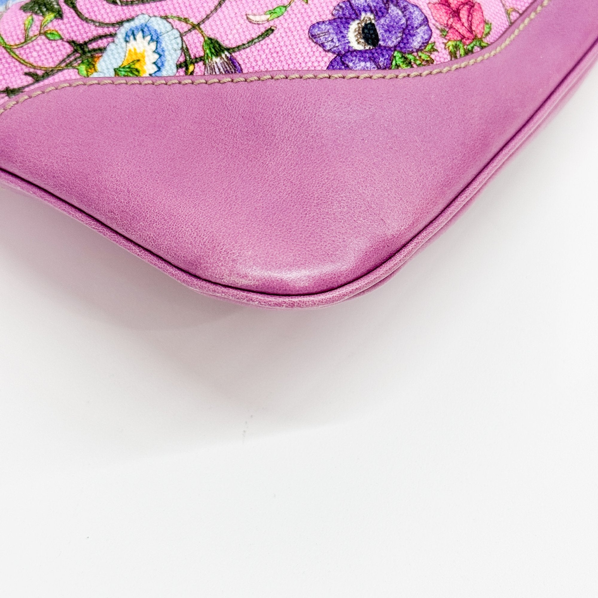 Jackie Purple Floral Print Canvas Shoulder Bag