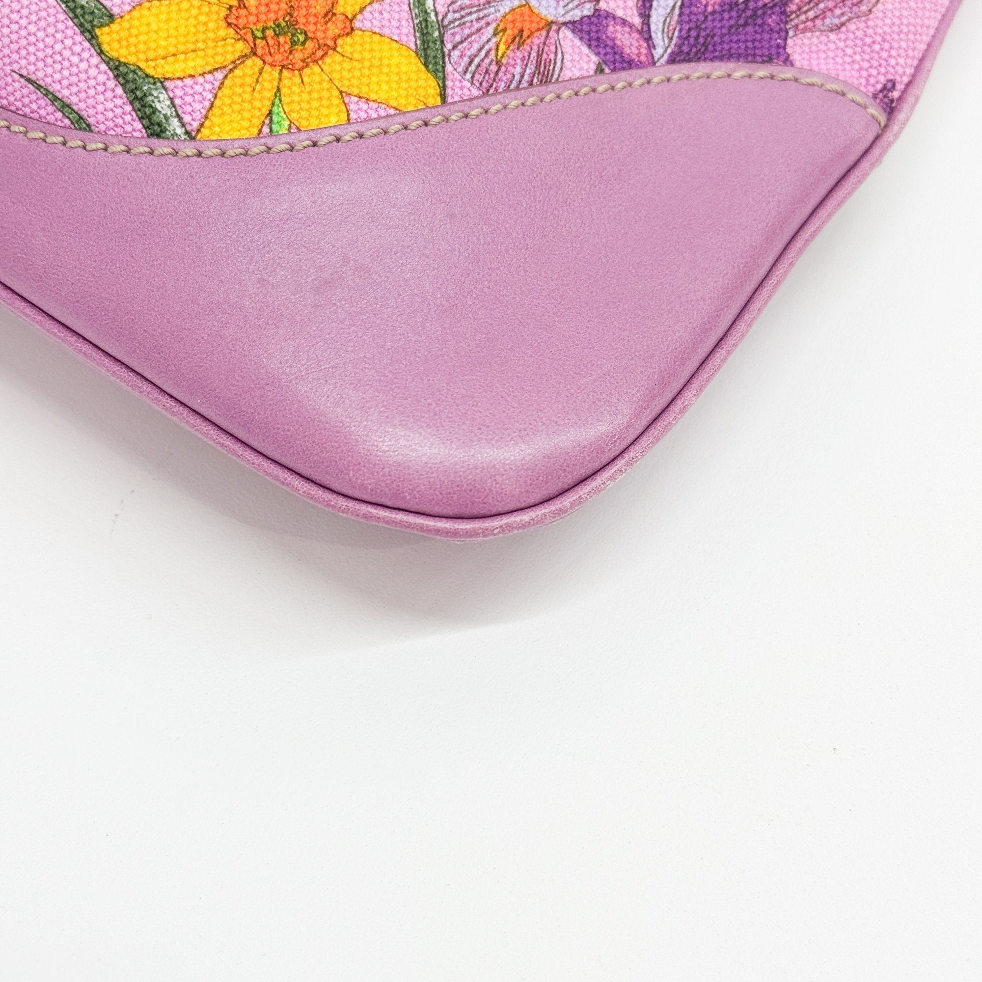 Jackie Purple Floral Print Canvas Shoulder Bag