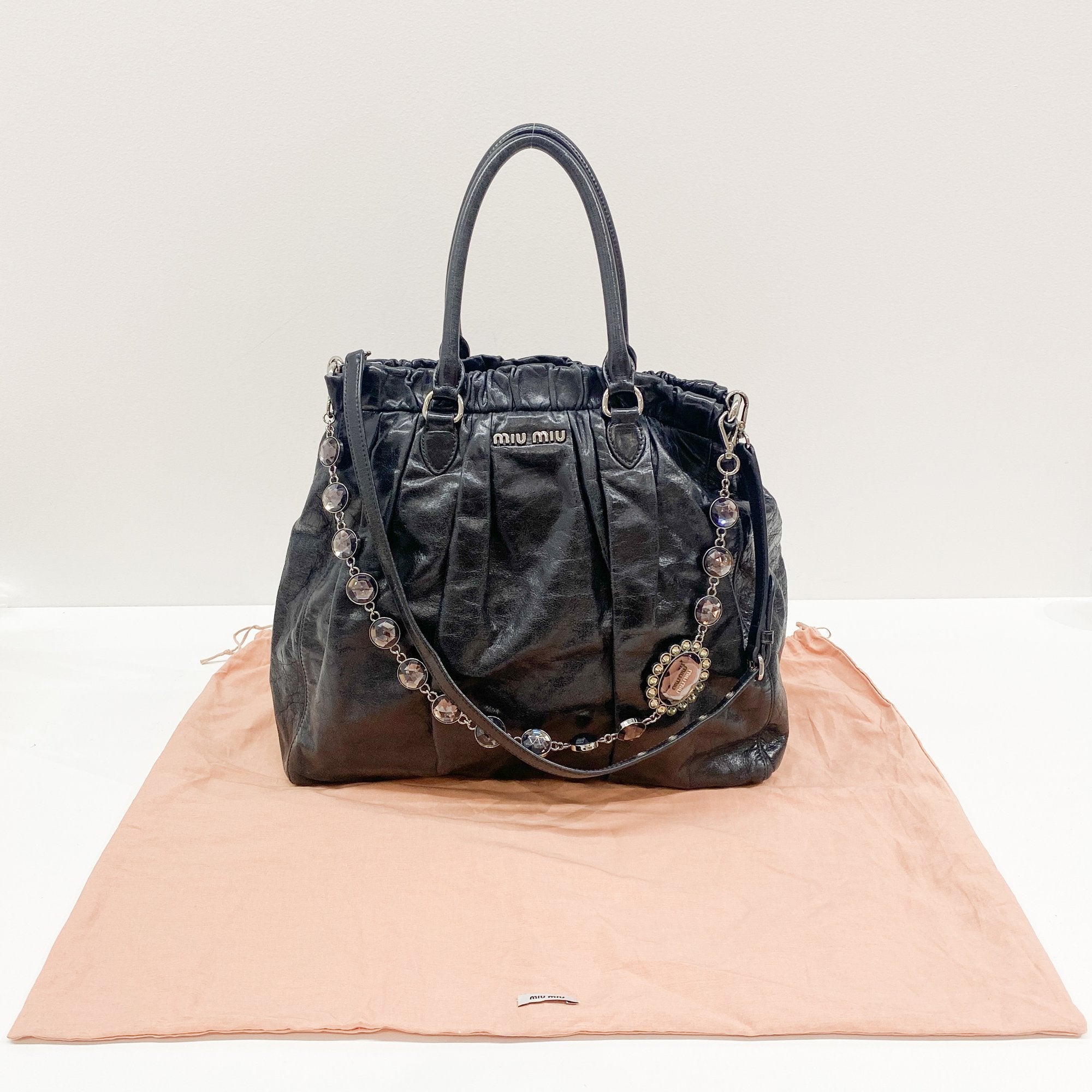 Black Leather Two Way Bag