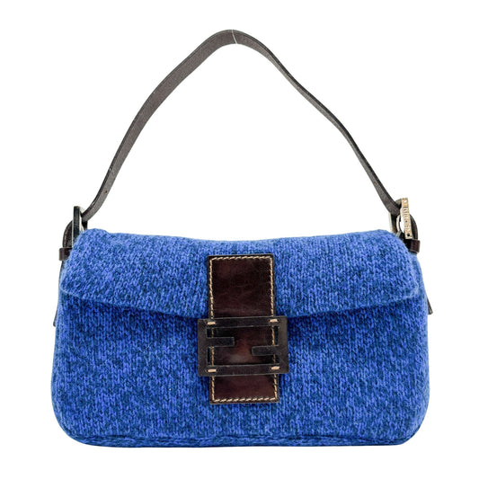 Baguette Blue Wool Shoulder Bag