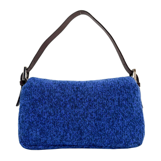 Baguette Blue Wool Shoulder Bag