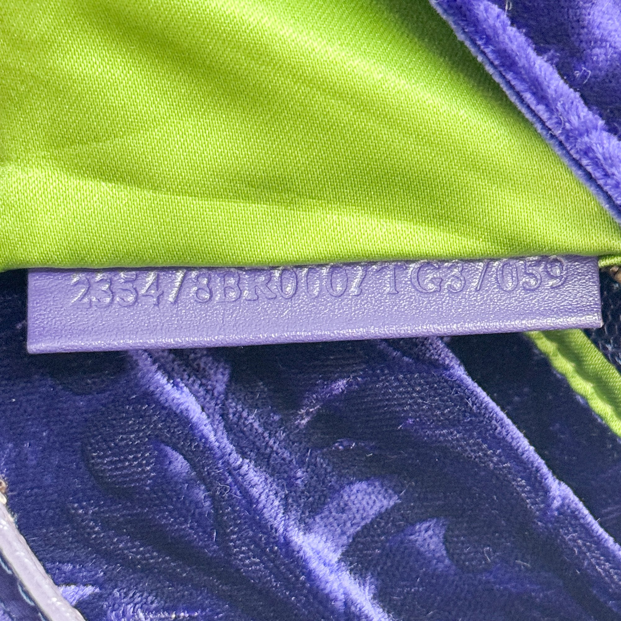 Baguette Blue Embroidered Velvet Shoulder Bag