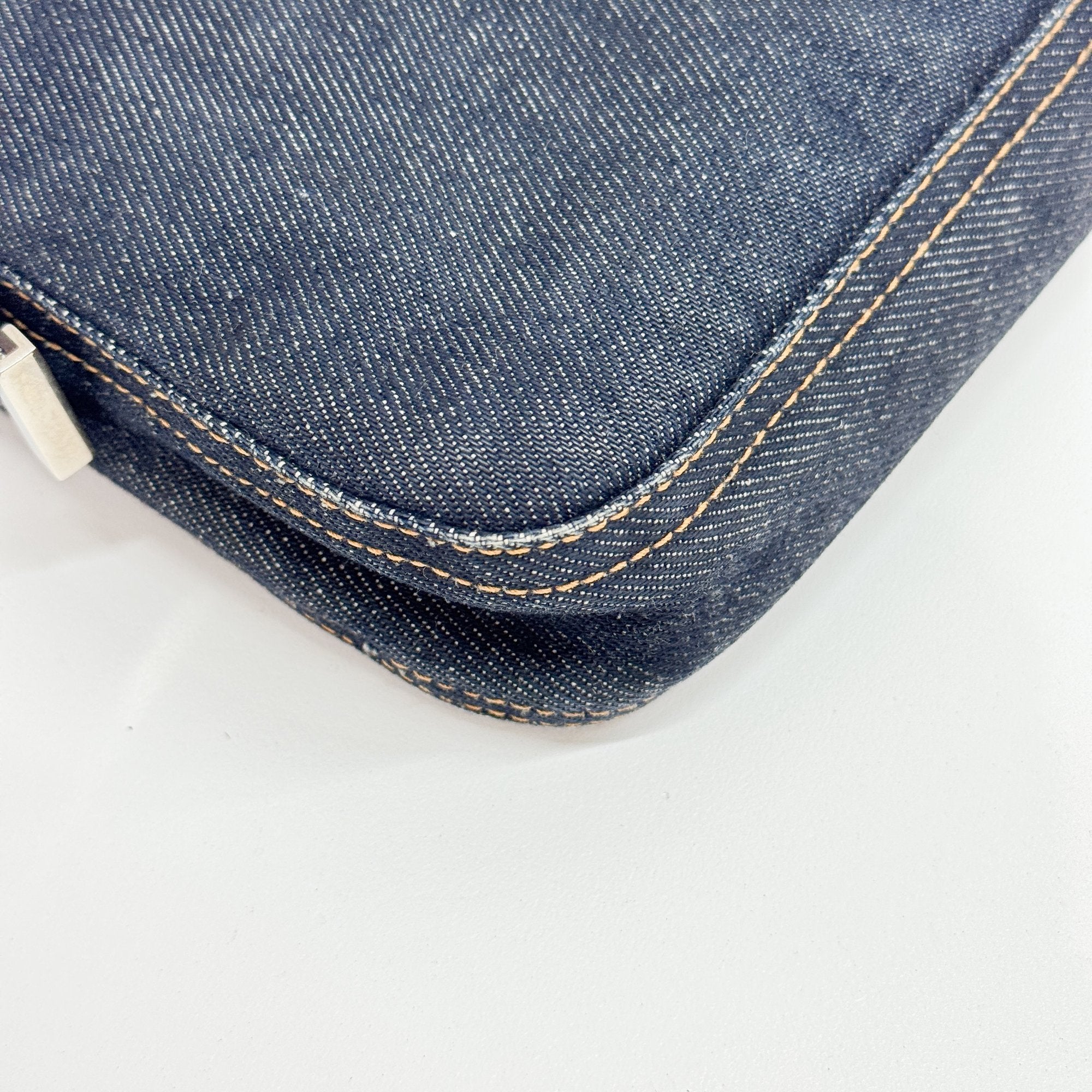Baguette Grey Denim Shoulder Bag