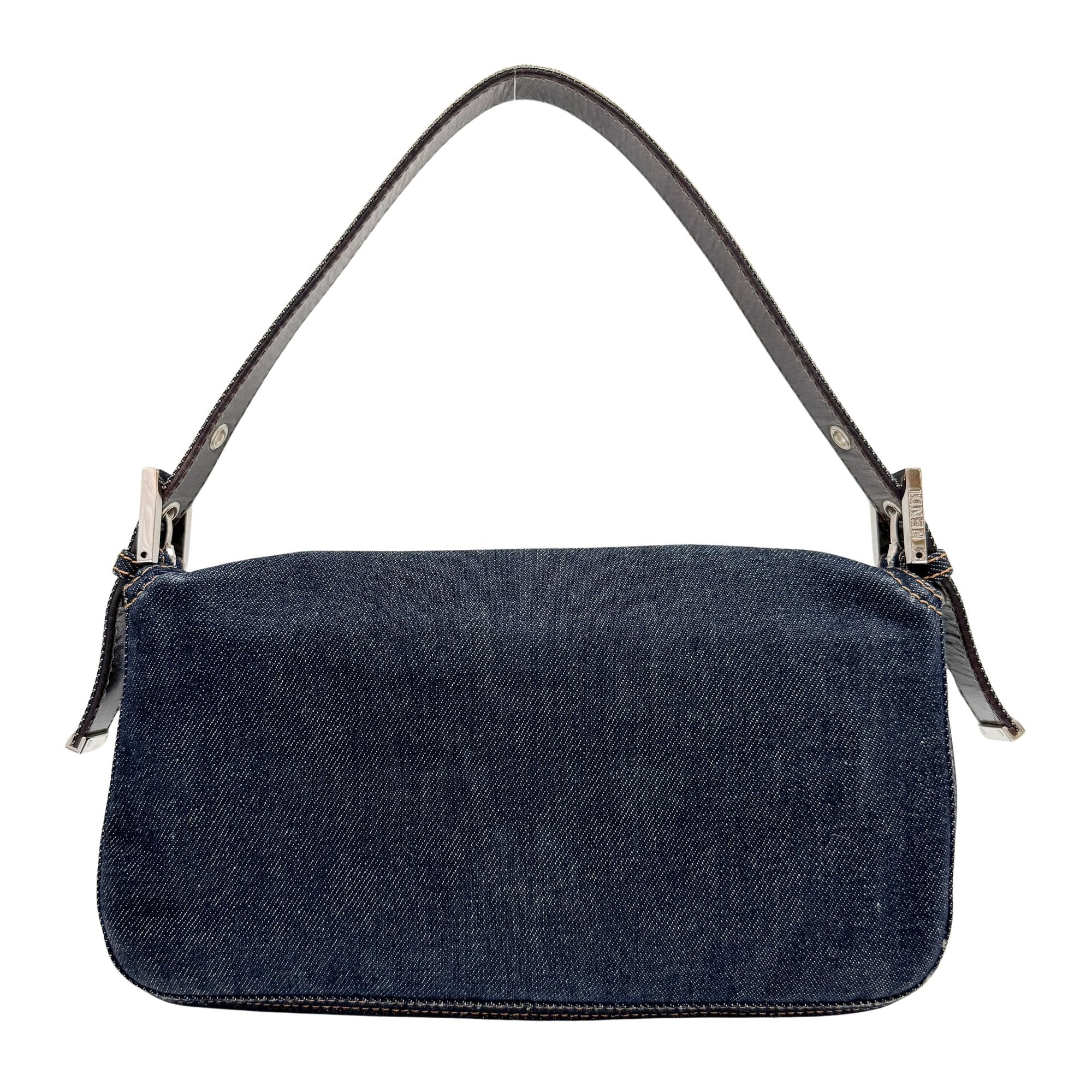 Baguette Grey Denim Shoulder Bag