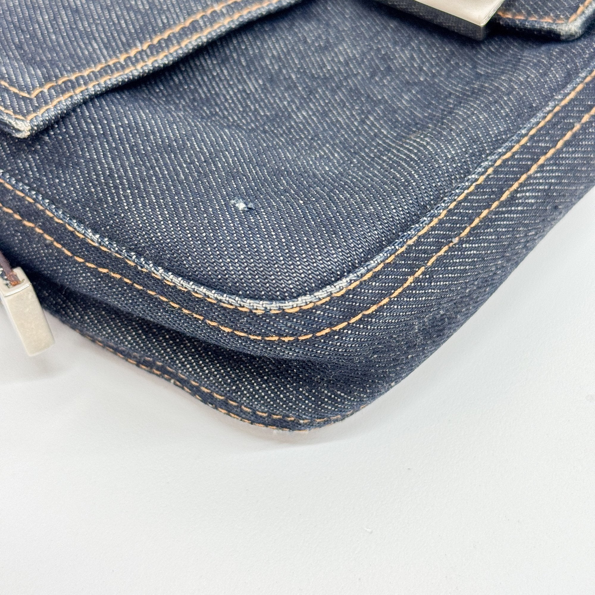 Baguette Grey Denim Shoulder Bag