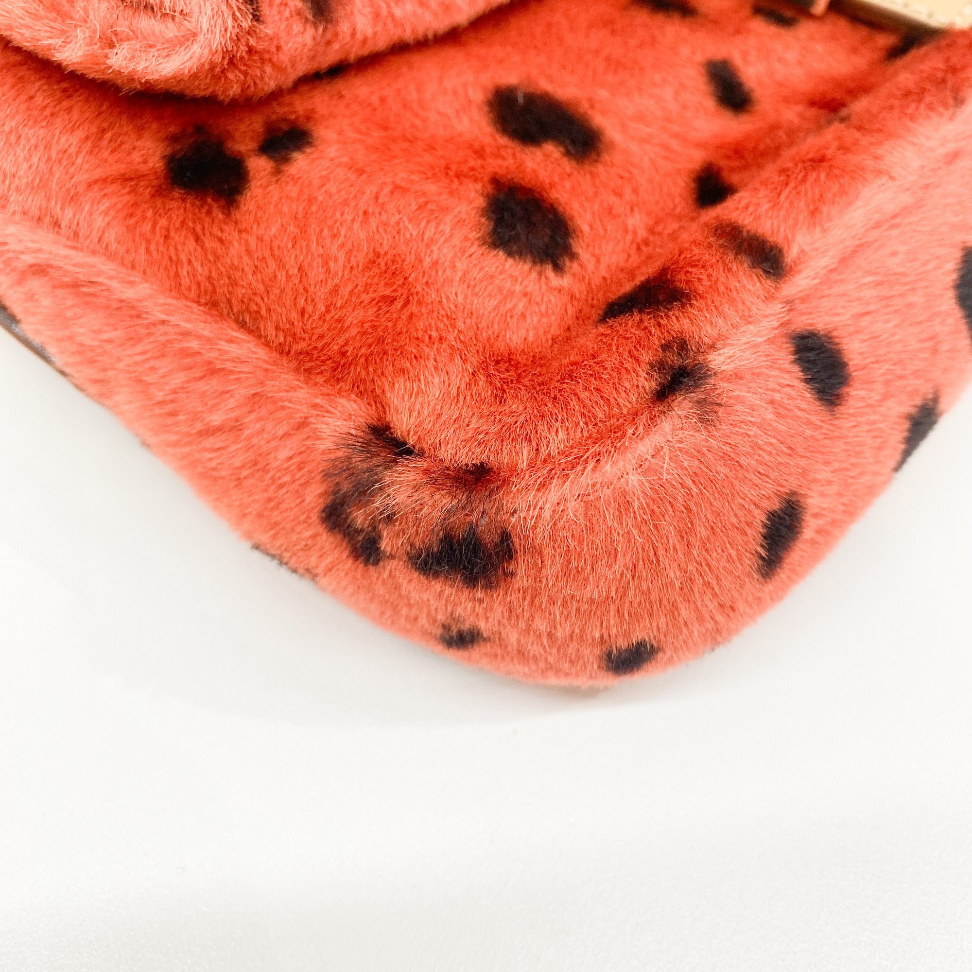 Baguette Orange Dalmatian Pattern Fur Shoulder Bag