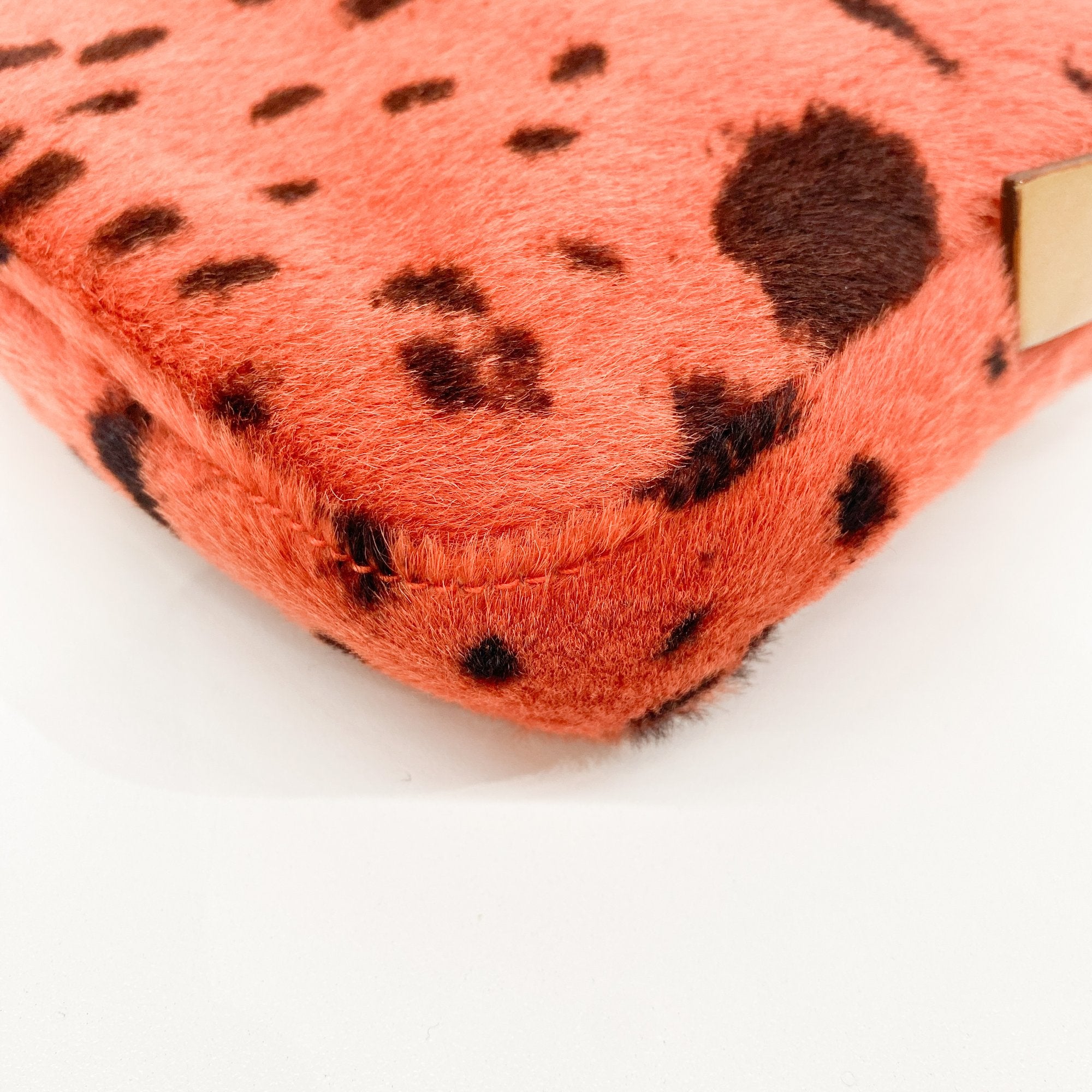 Baguette Orange Dalmatian Pattern Fur Shoulder Bag
