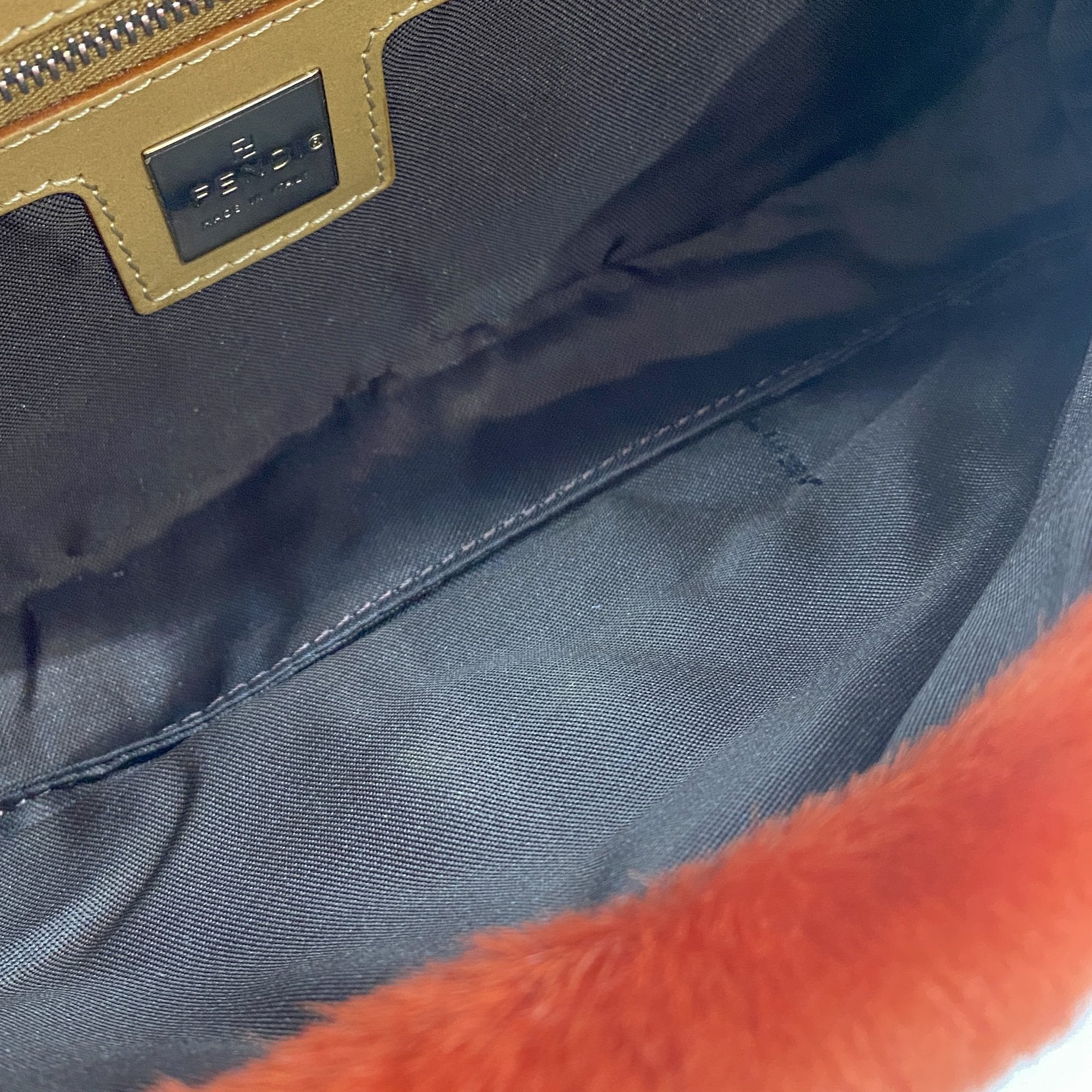 Baguette Orange Dalmatian Pattern Fur Shoulder Bag