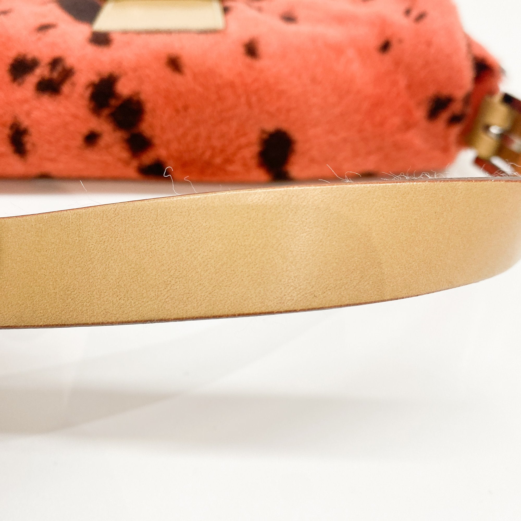 Baguette Orange Dalmatian Pattern Fur Shoulder Bag