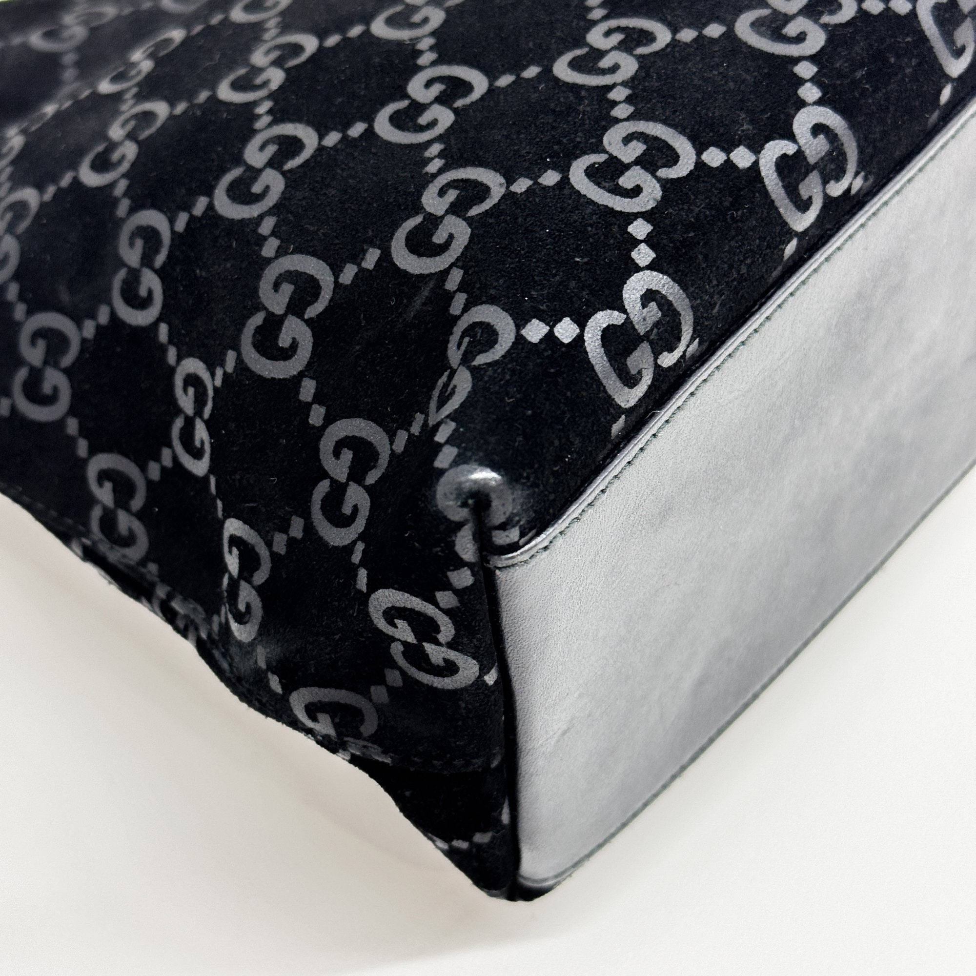 GG Black Canvas Suede Shoulder Bag