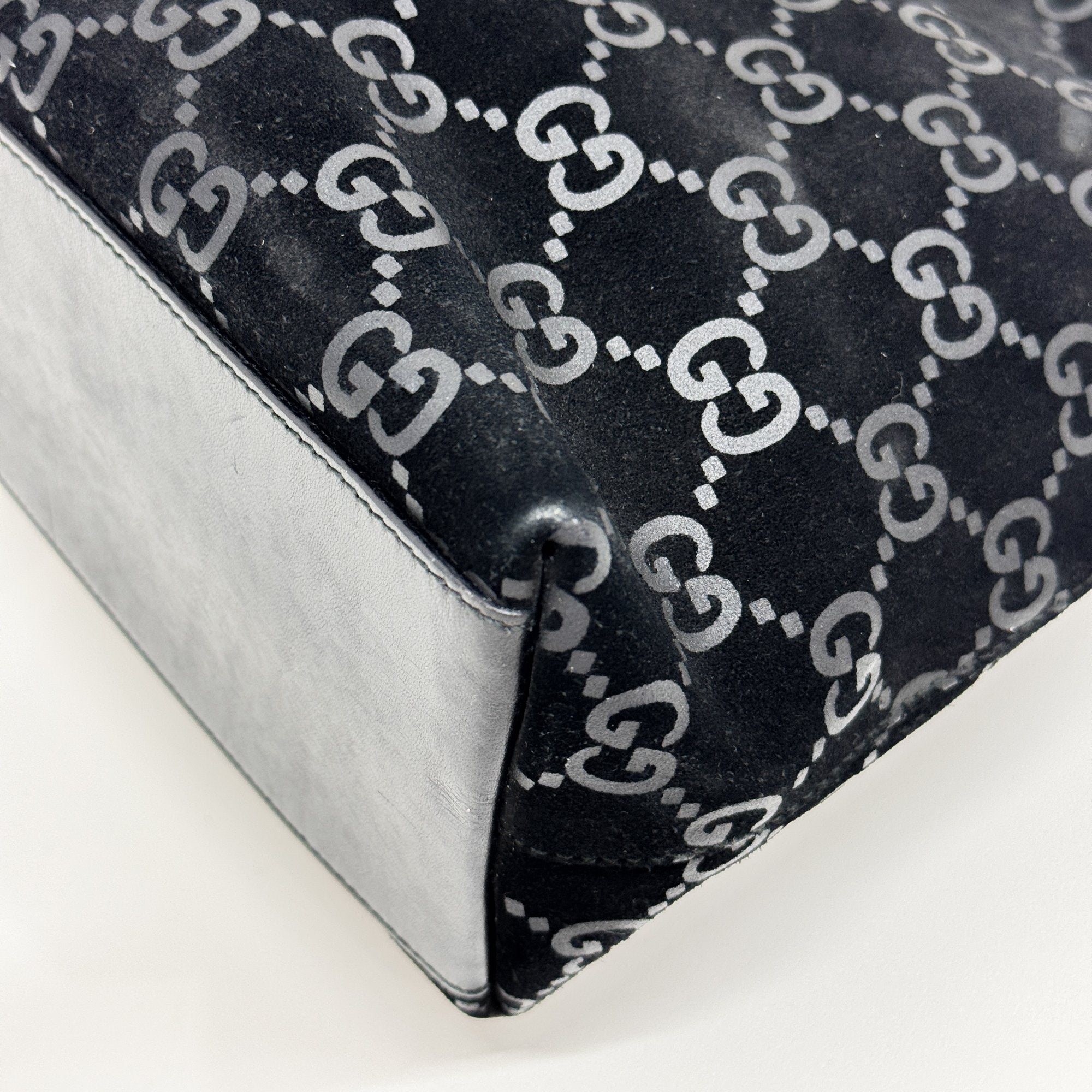 GG Black Canvas Suede Shoulder Bag