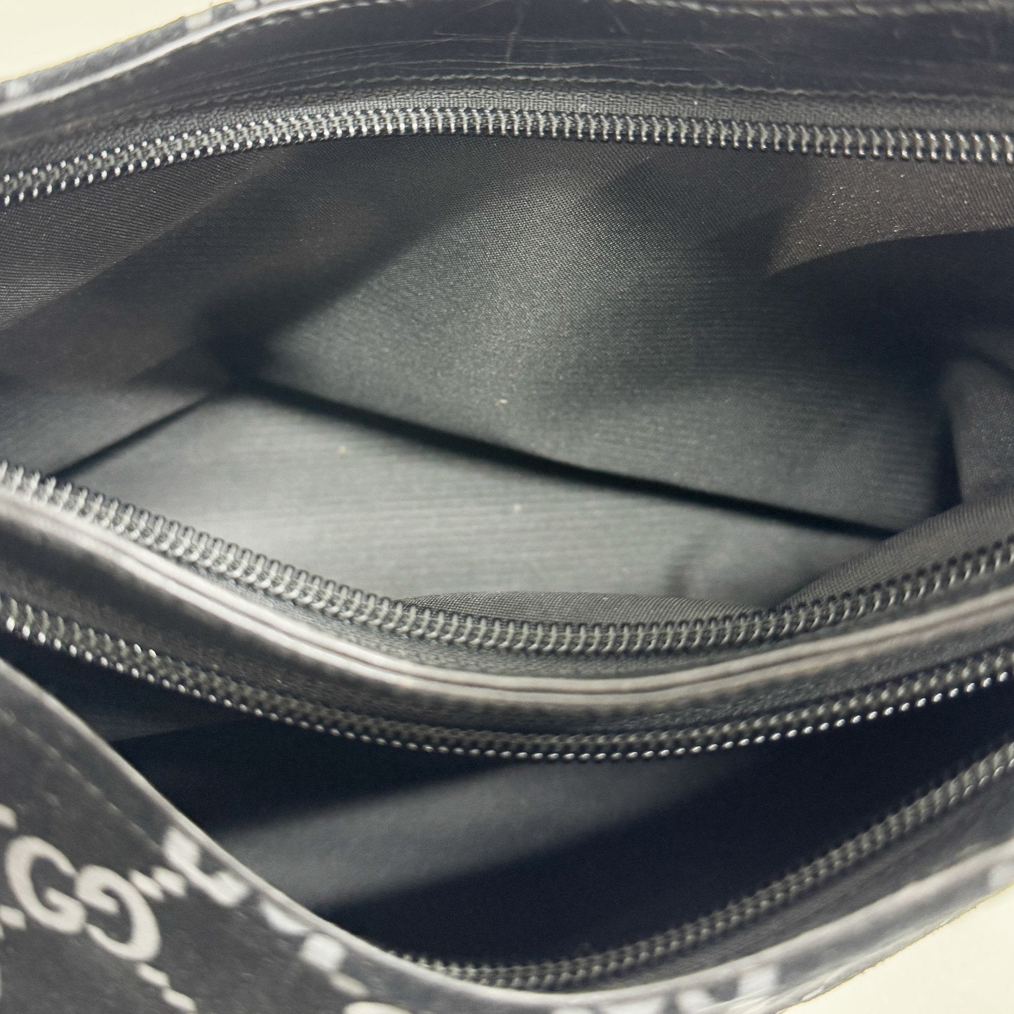 GG Black Canvas Suede Shoulder Bag