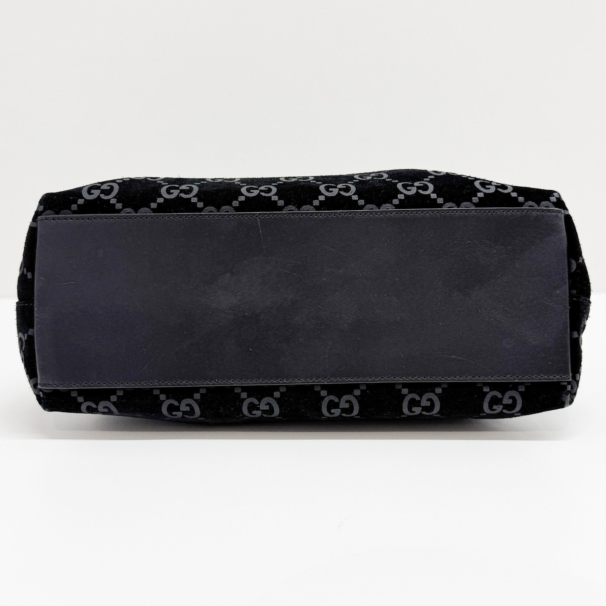 GG Black Canvas Suede Shoulder Bag