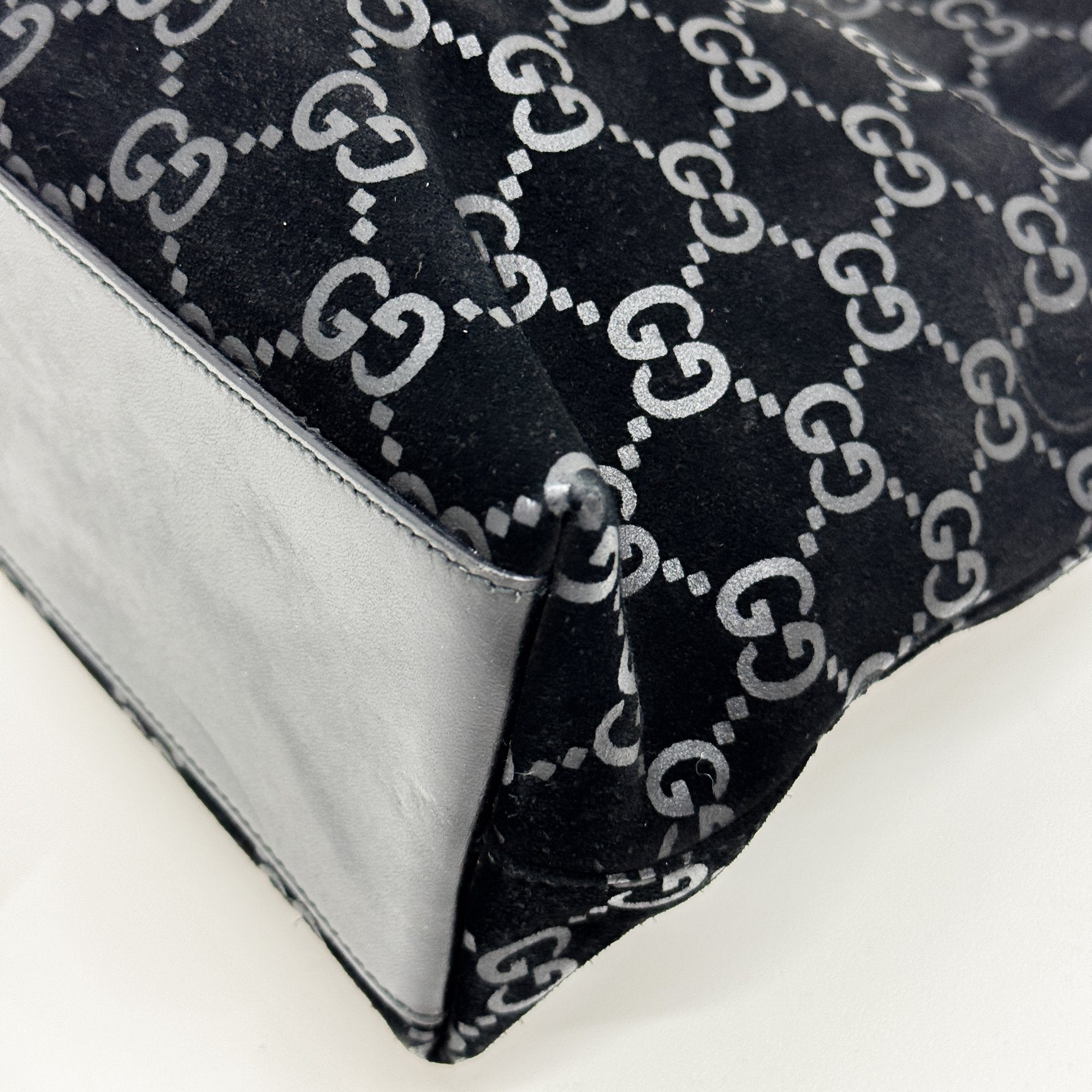 GG Black Canvas Suede Shoulder Bag