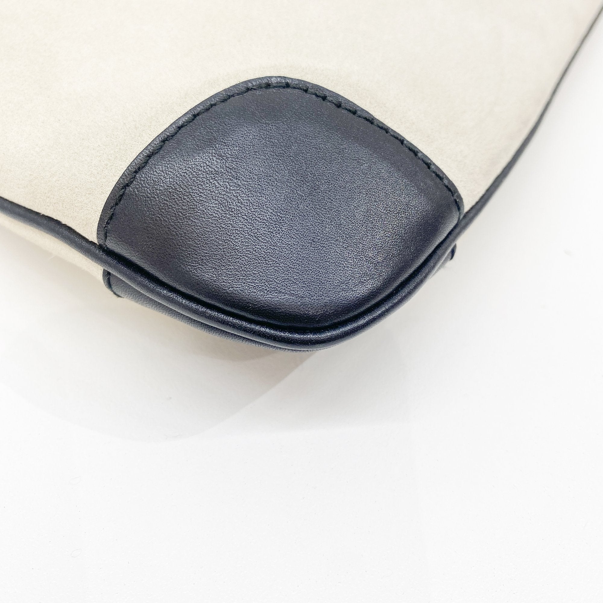 Gold Tiger Head Sand Beige Suede Shoulder Bag