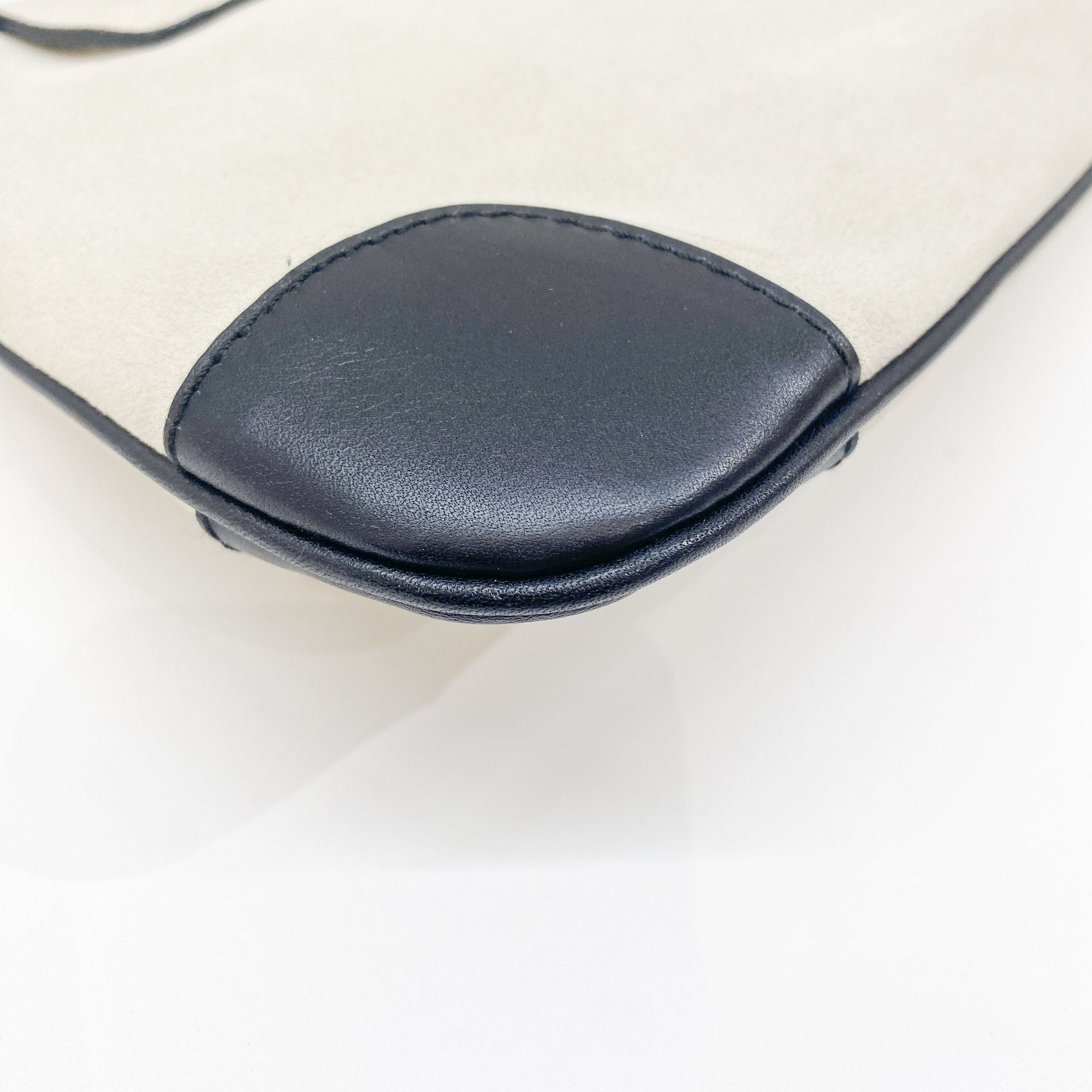 Gold Tiger Head Sand Beige Suede Shoulder Bag