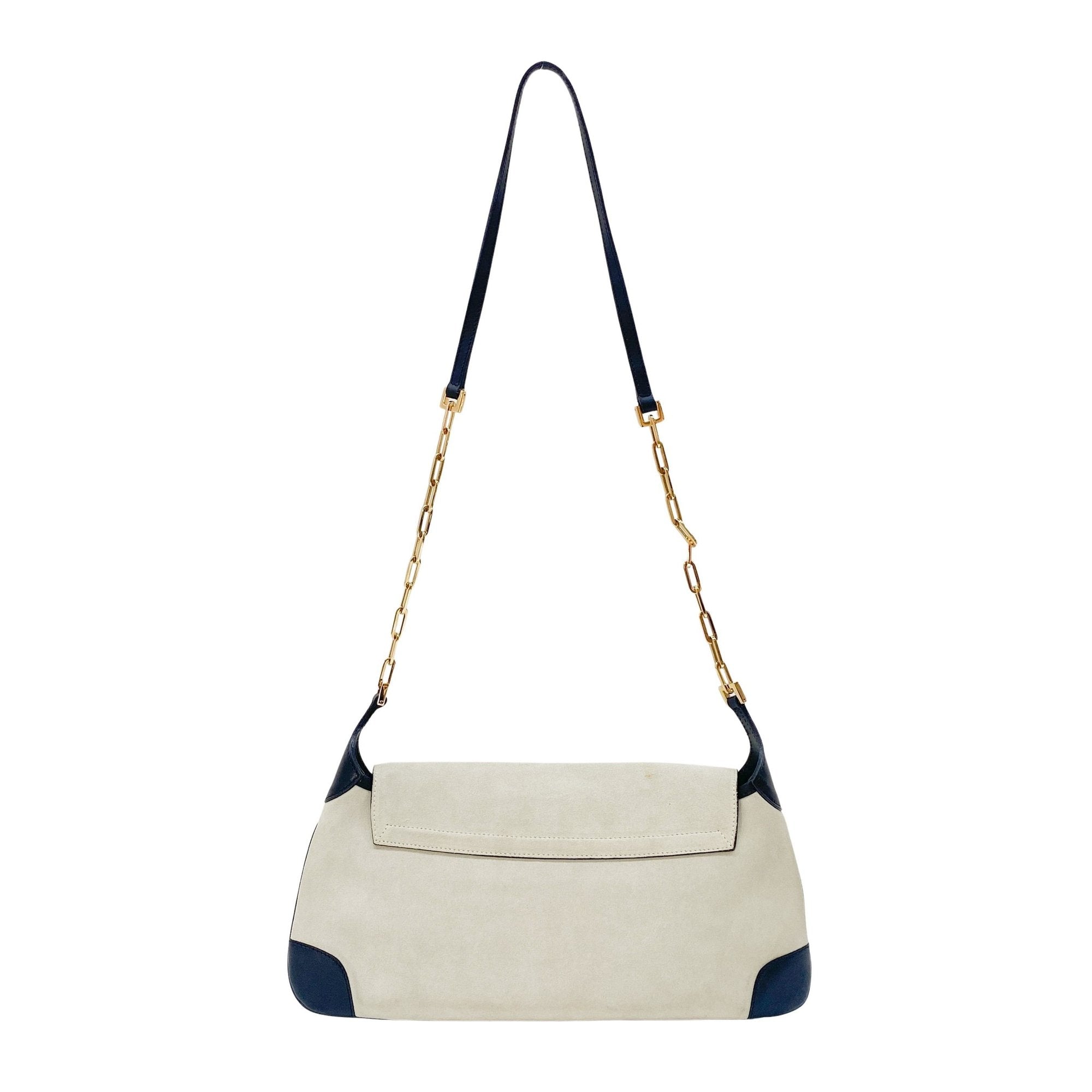 Gold Tiger Head Sand Beige Suede Shoulder Bag