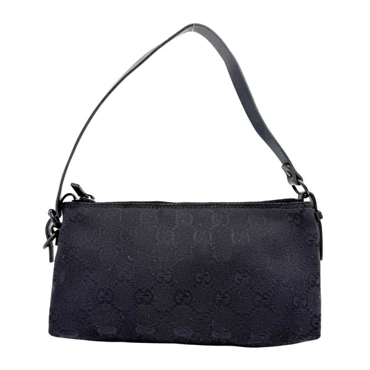 GG Black Canvas Pochette Boat Shoulder Bag