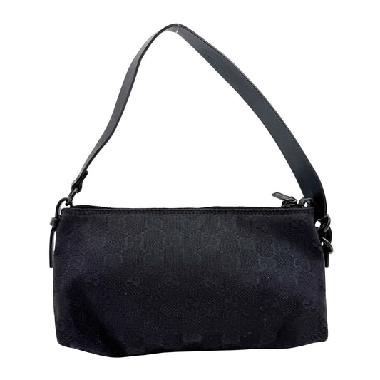 GG Black Canvas Pochette Boat Shoulder Bag
