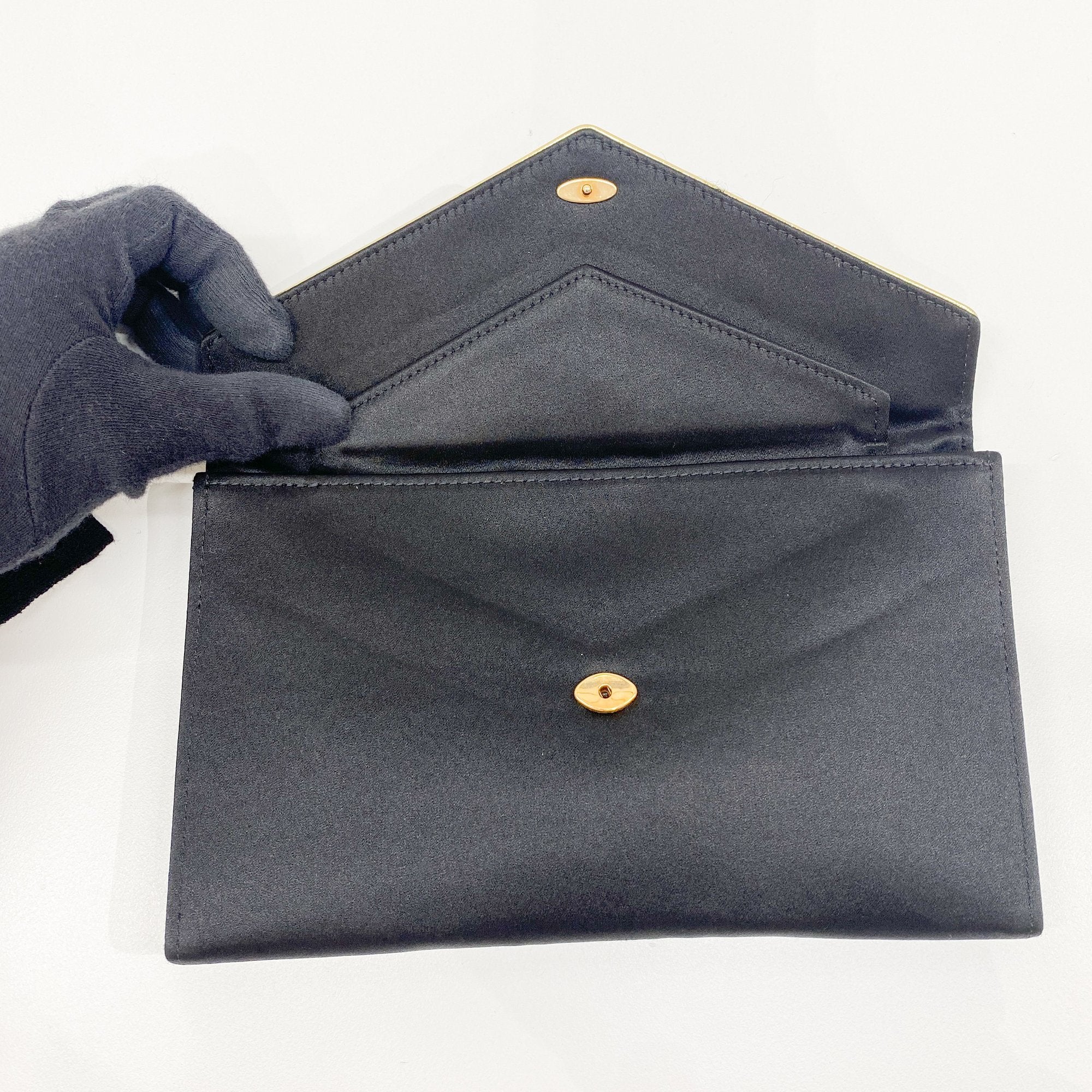 Black Satin Clutch Bag