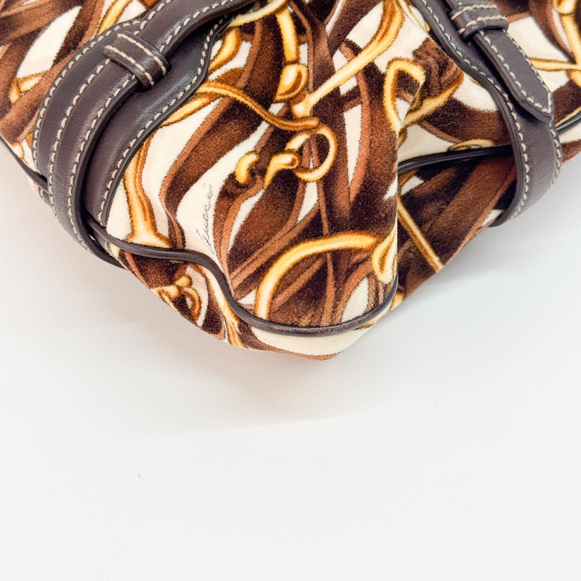 Horsebit Brown Wool Shoulder Bag