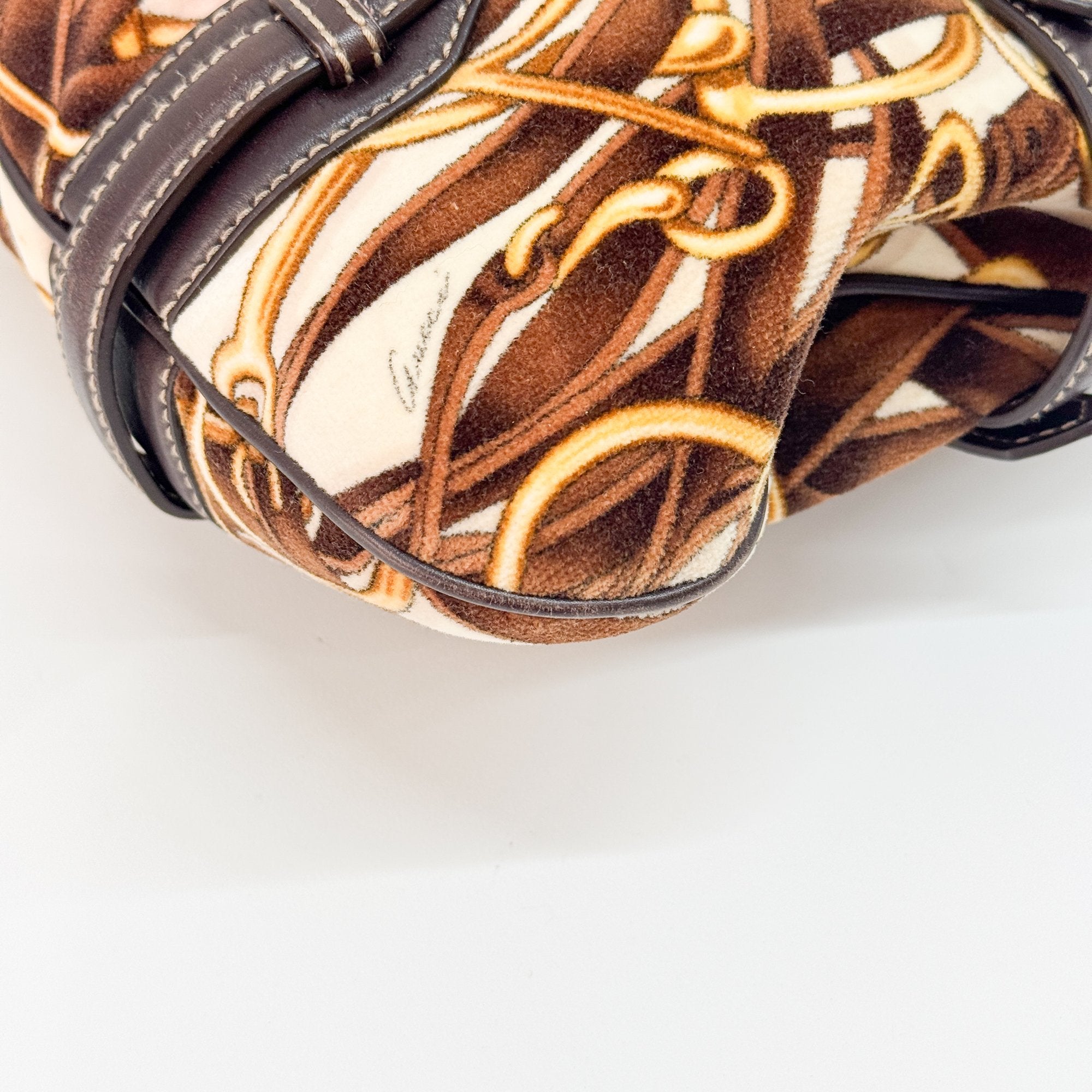 Horsebit Brown Wool Shoulder Bag