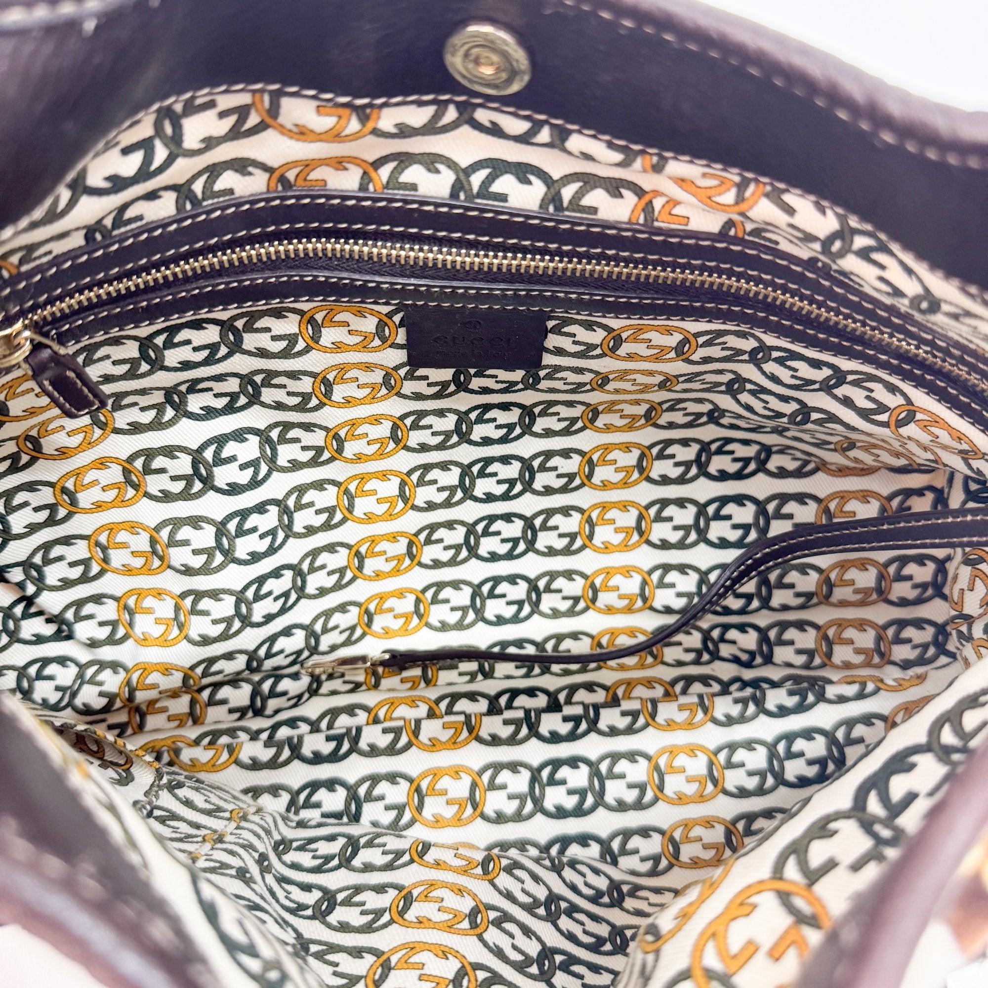 Horsebit Brown Wool Shoulder Bag