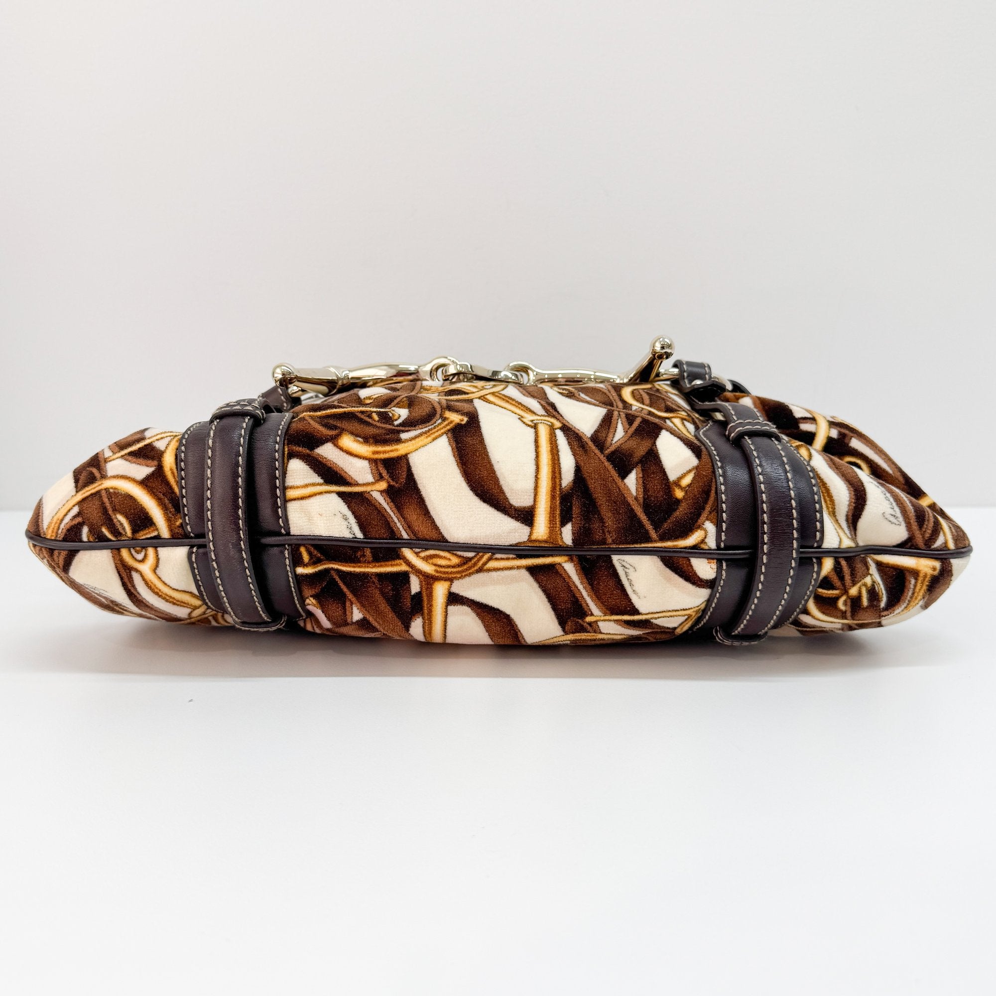 Horsebit Brown Wool Shoulder Bag