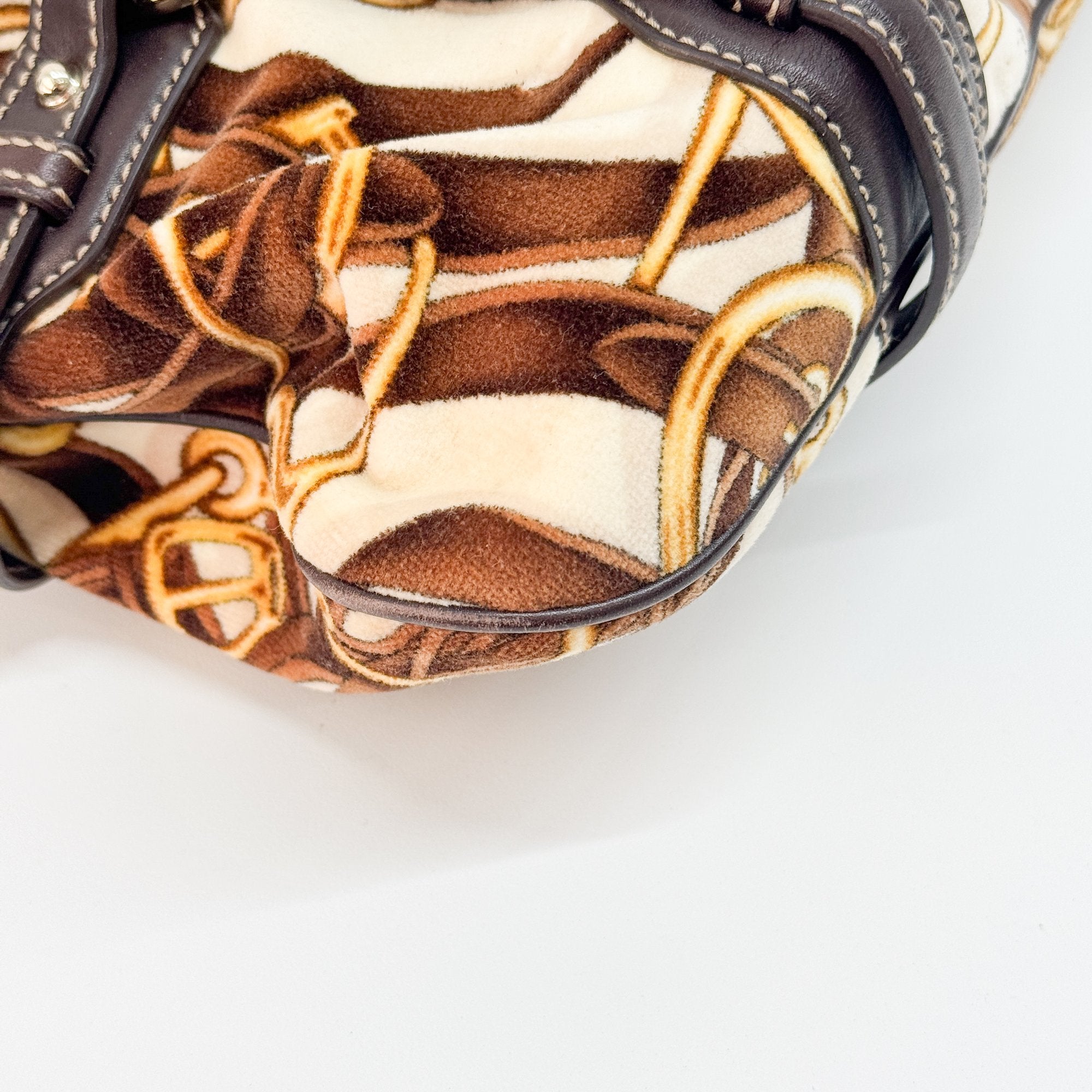 Horsebit Brown Wool Shoulder Bag