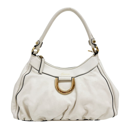 Abbey White Leather Shoulder Bag