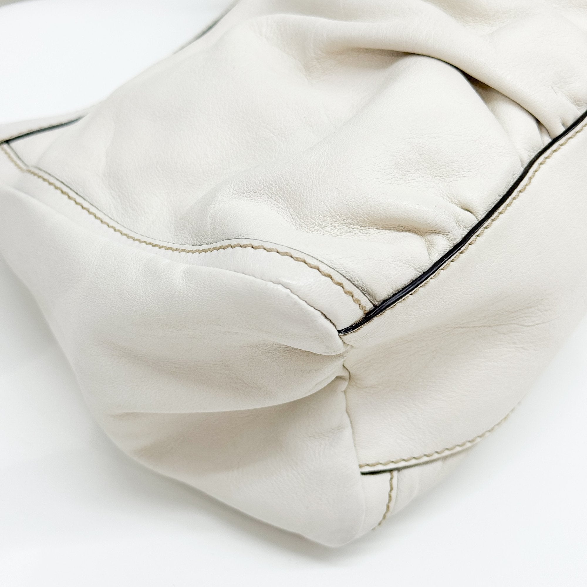 Abbey White Leather Shoulder Bag