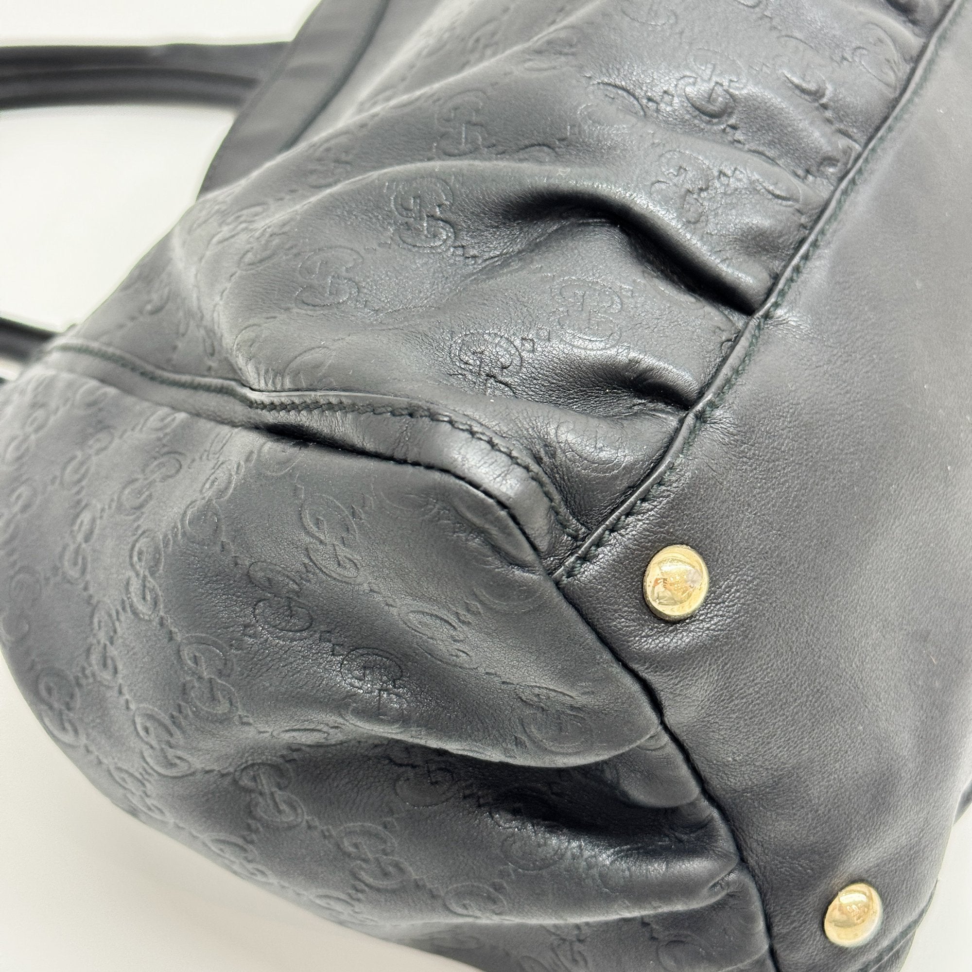 Abbey D-Ring GG Black Leather Shoulder Bag