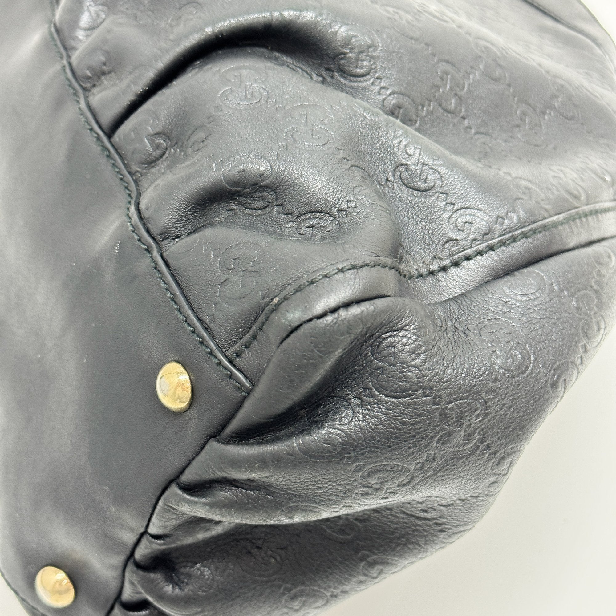 Abbey D-Ring GG Black Leather Shoulder Bag