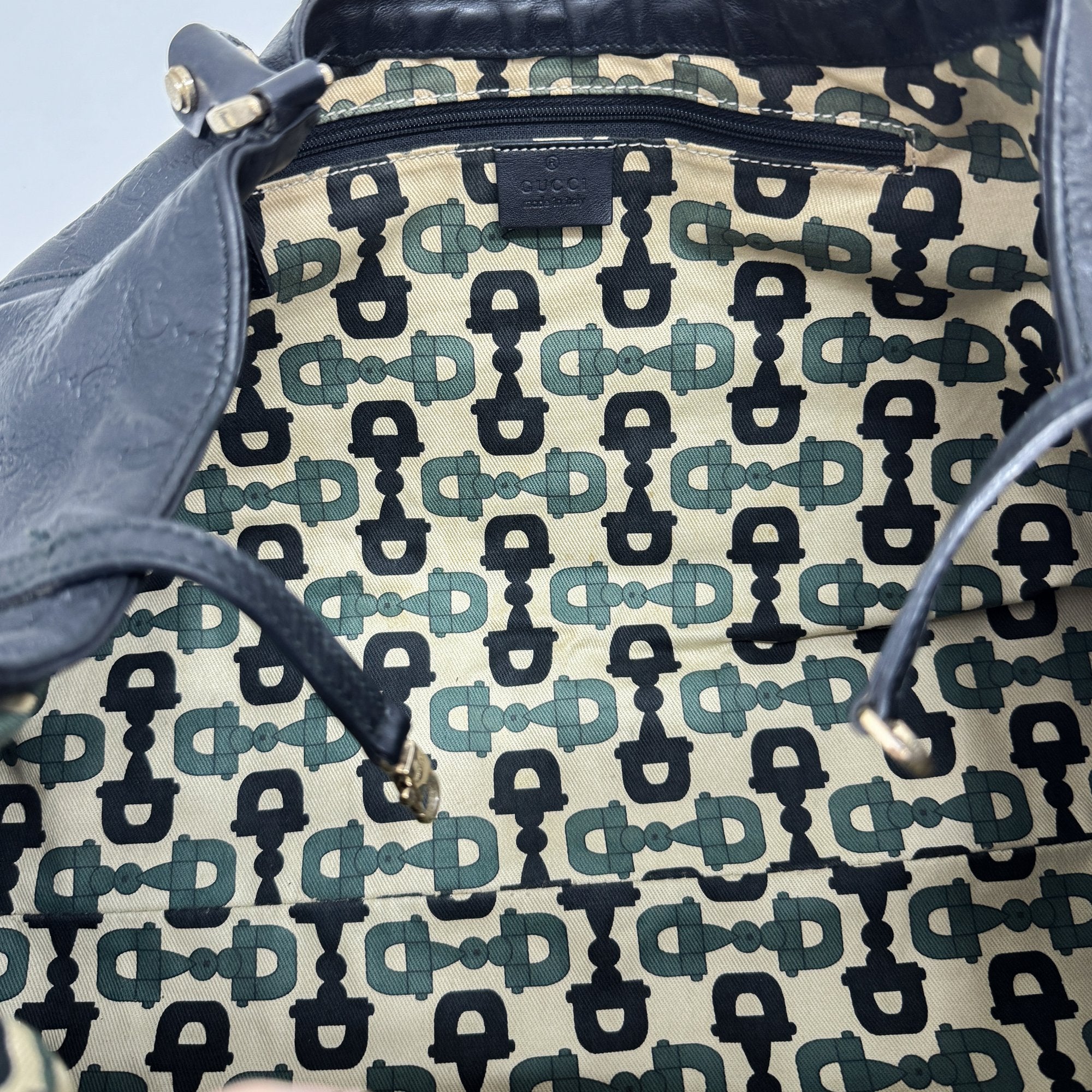 Abbey D-Ring GG Black Leather Shoulder Bag