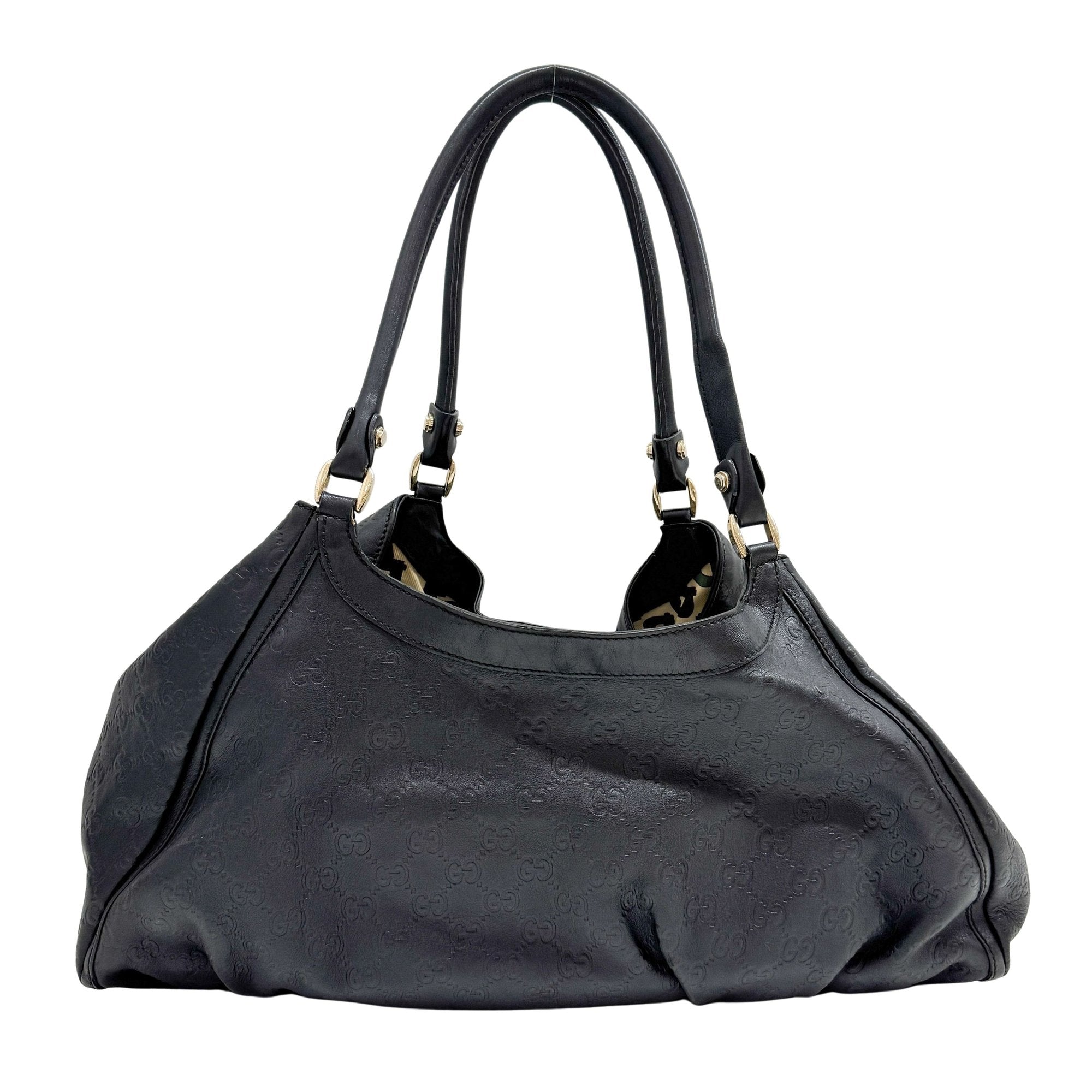 Abbey D-Ring GG Black Leather Shoulder Bag